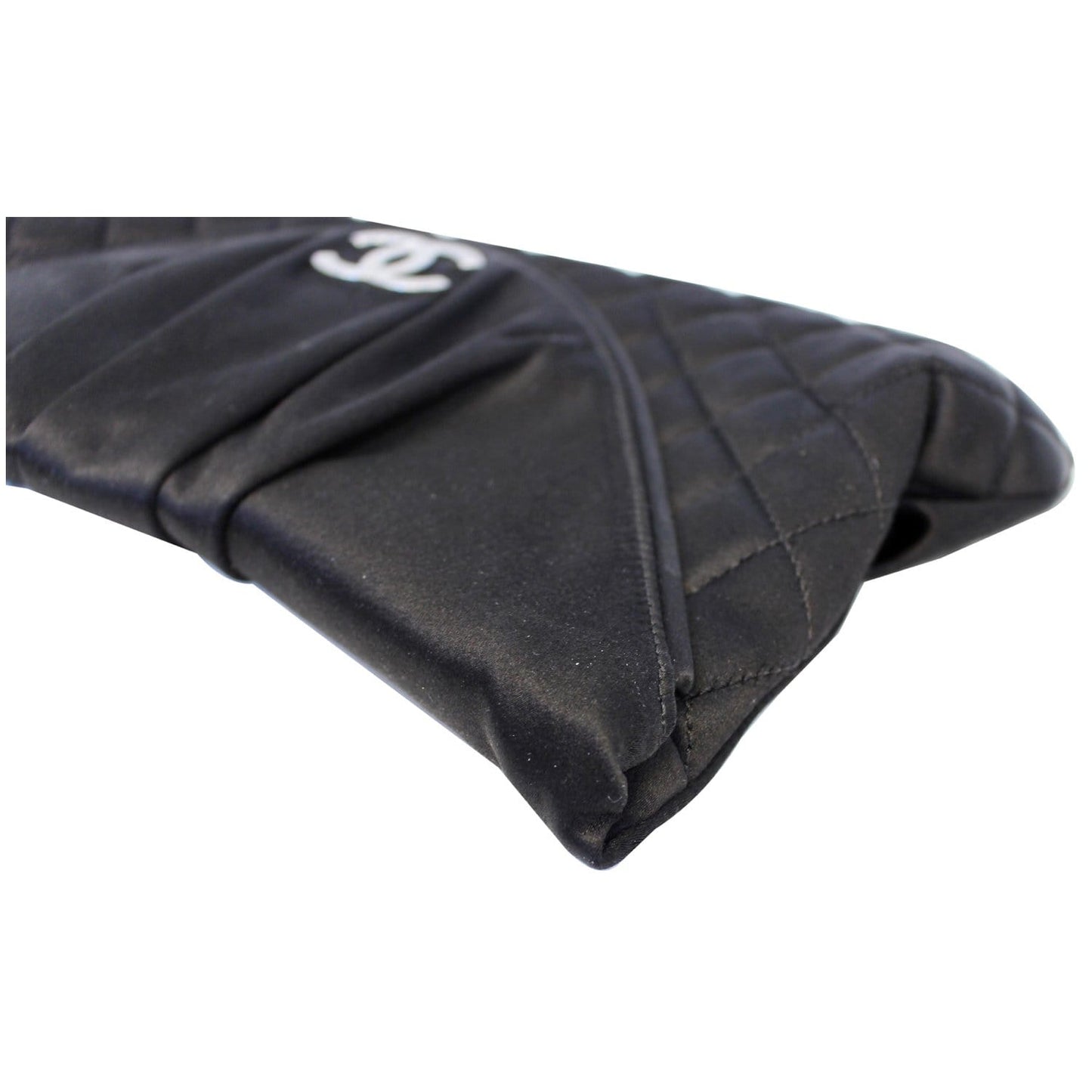 CHANEL CC Half Moon Quilted Satin Clutch Black