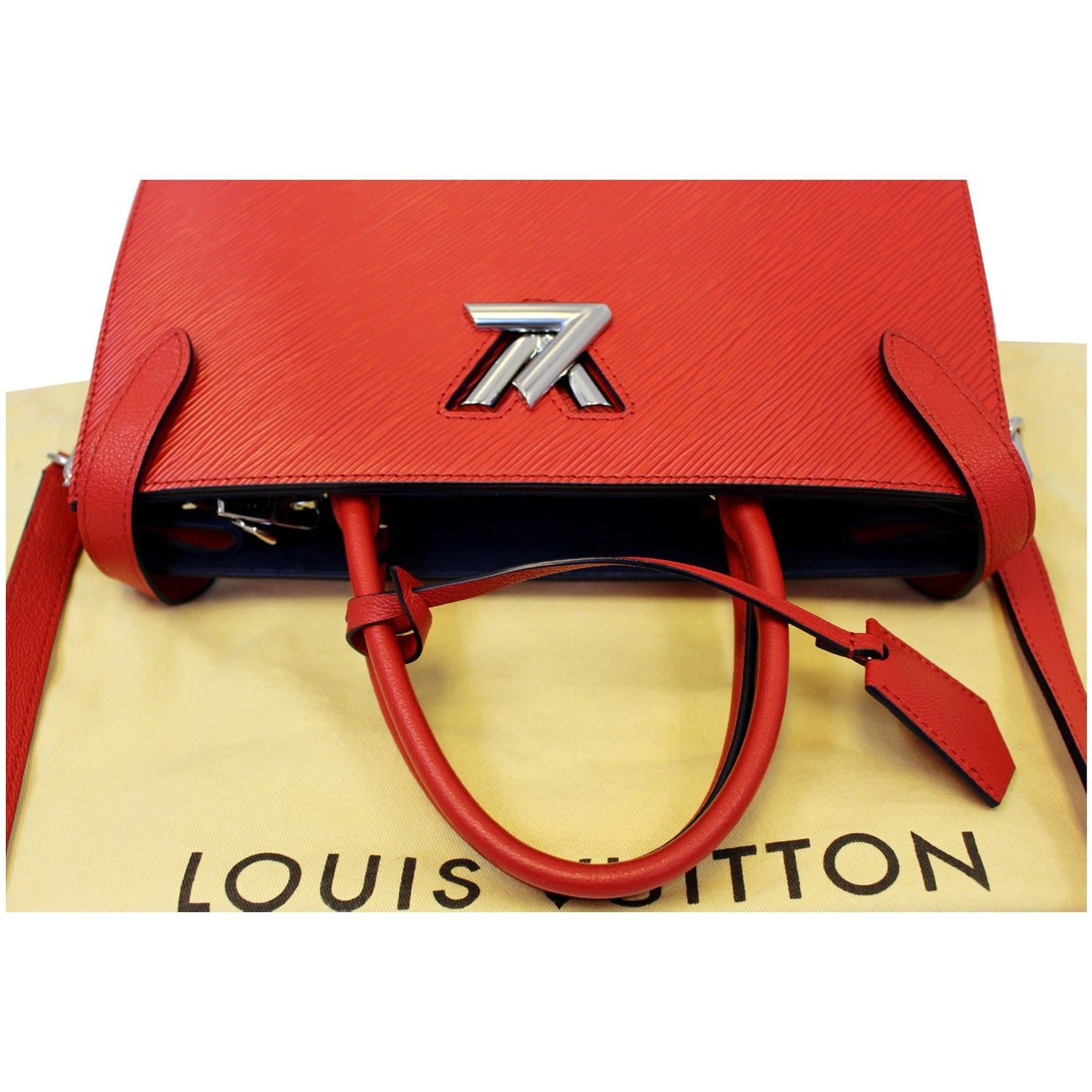 LOUIS VUITTON Twist Epi Leather Tote Shoulder Bag Red