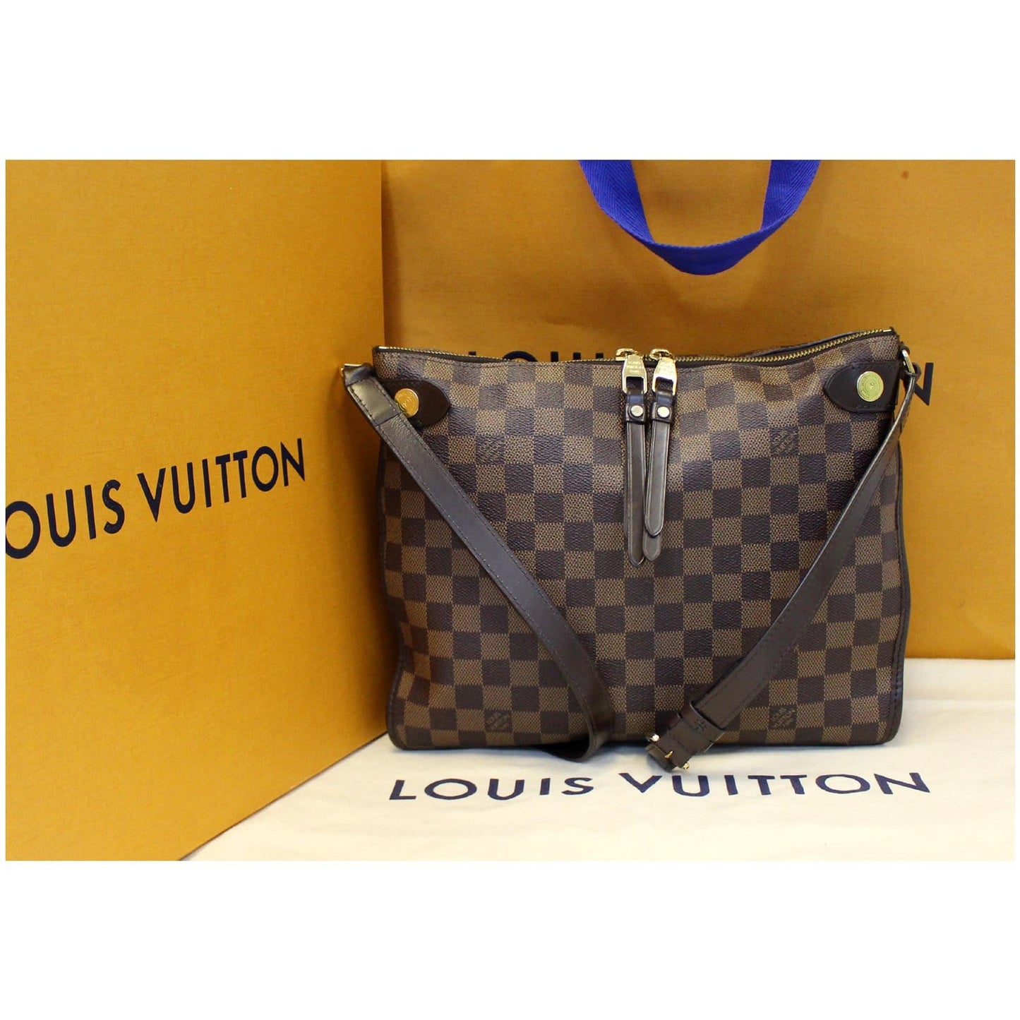 LOUIS VUITTON Duomo Damier Ebene Crossbody Bag Brown