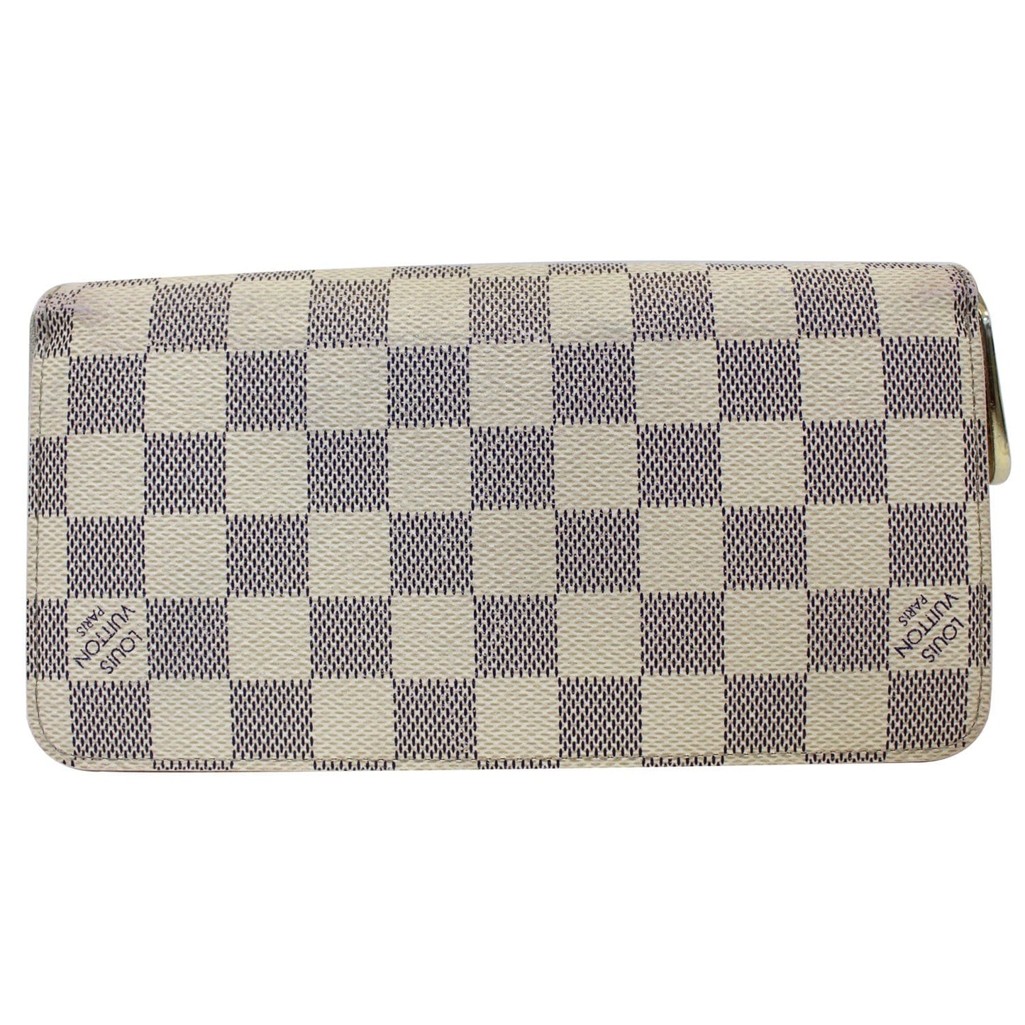 LOUIS VUITTON Zippy Damier Azur Long Wallet White