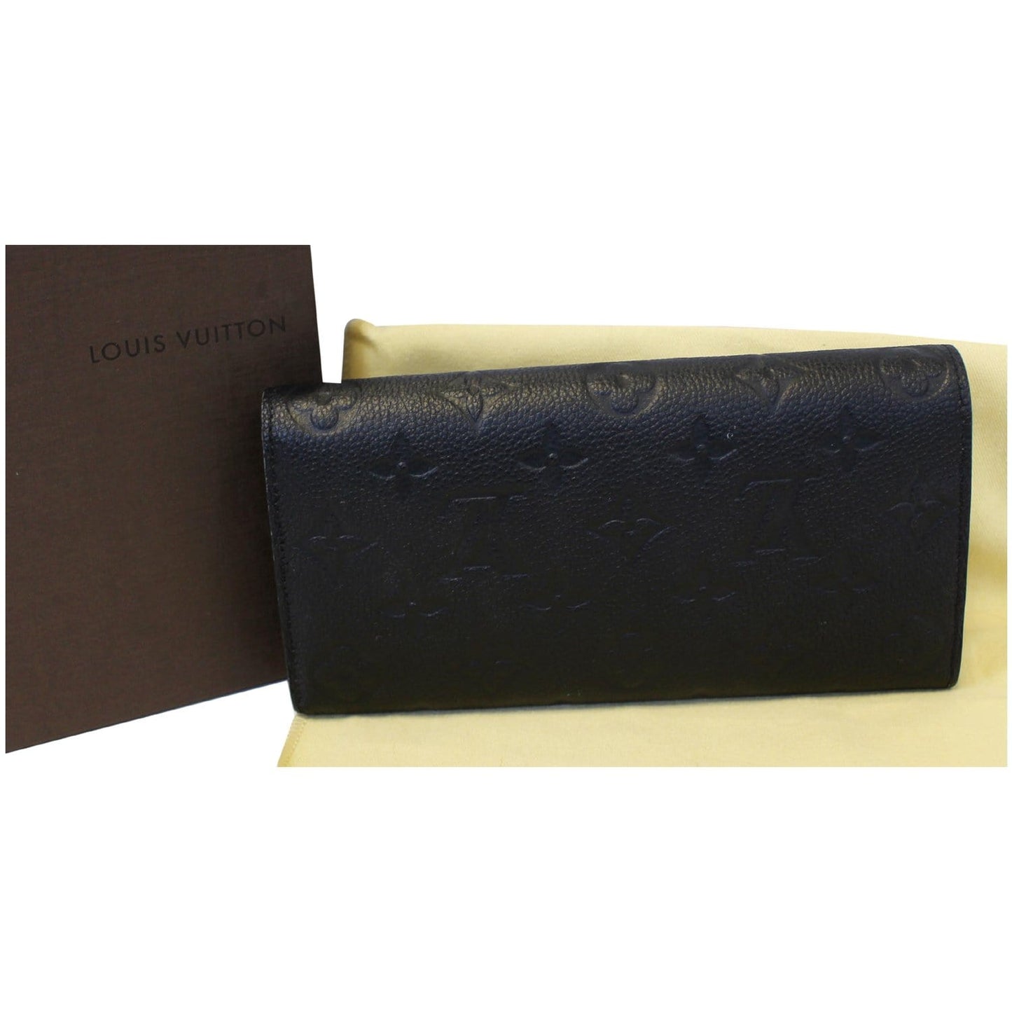 LOUIS VUITTON Emilie Monogram Empreinte Leather Wallet Black