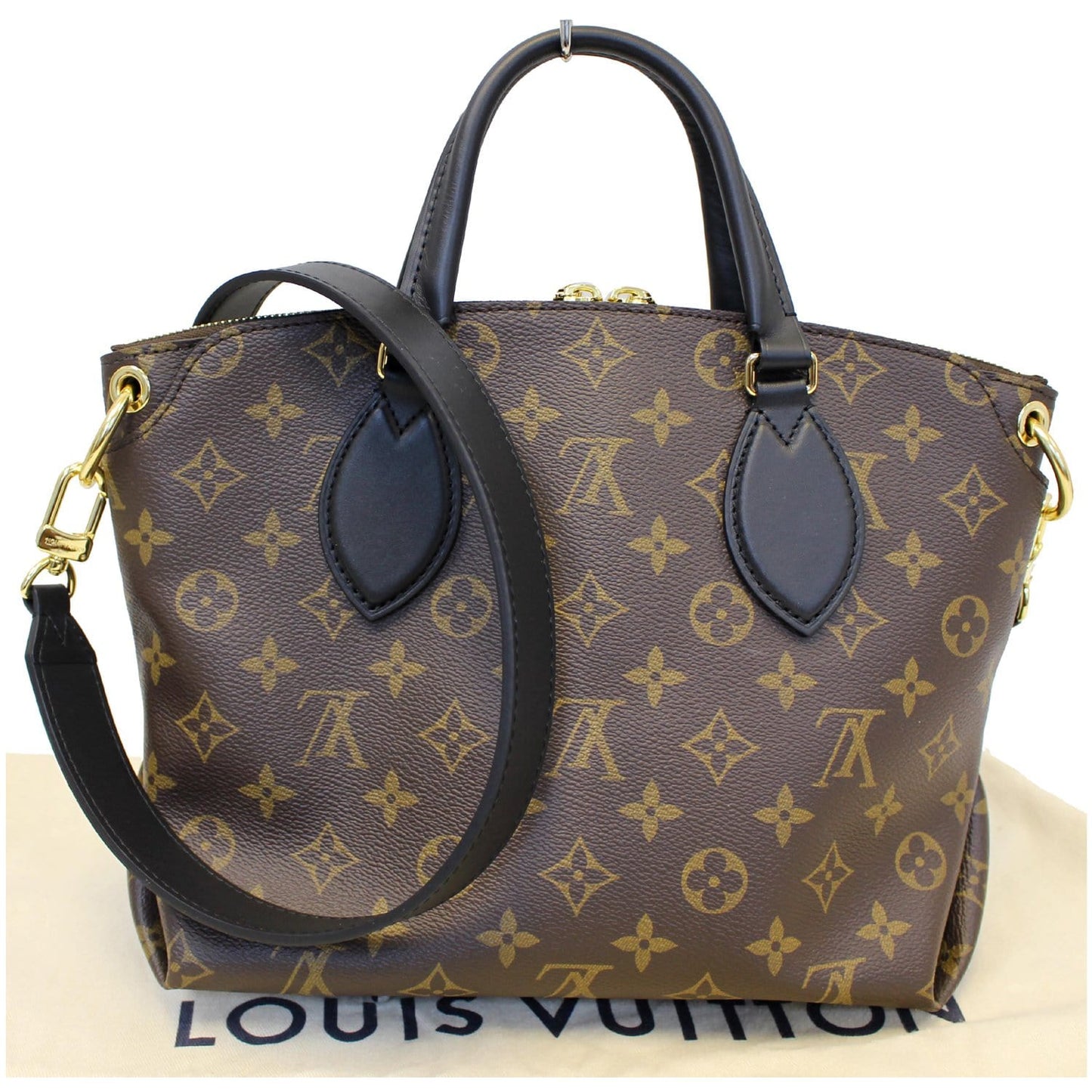LOUIS VUITTON Flower Zipped PM Monogram Canvas Tote Bag Brown
