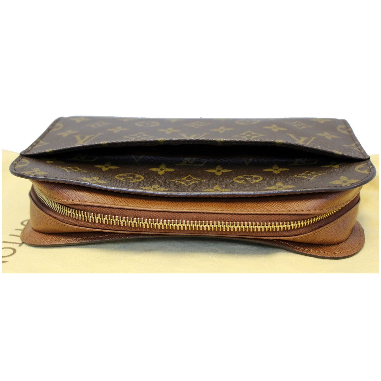 LOUIS VUITTON Orsay Monogram Canvas Clutch Bag Brown