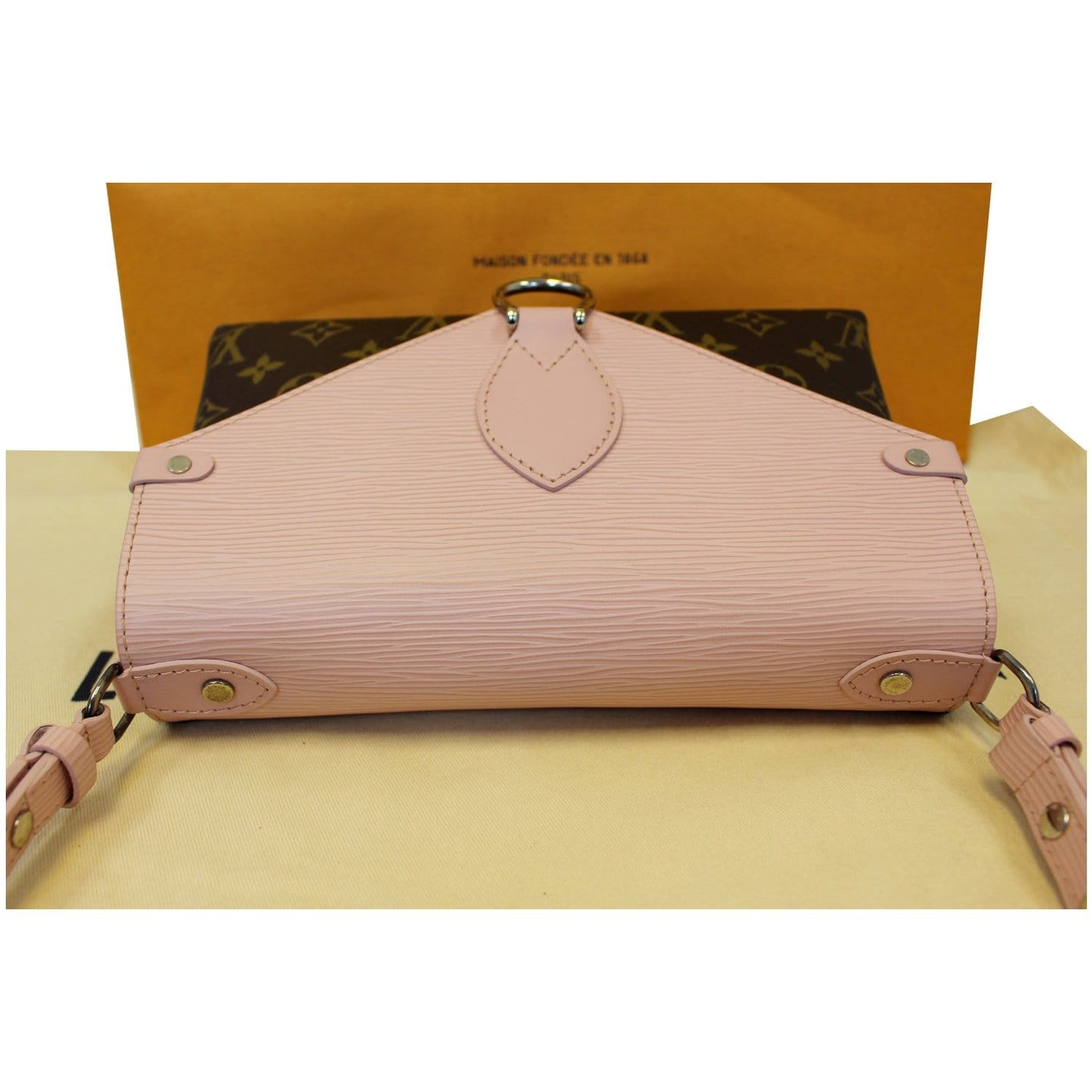 LOUIS VUITTON Saint Michel Monogram Epi Shoulder Bag Rose Ballerine