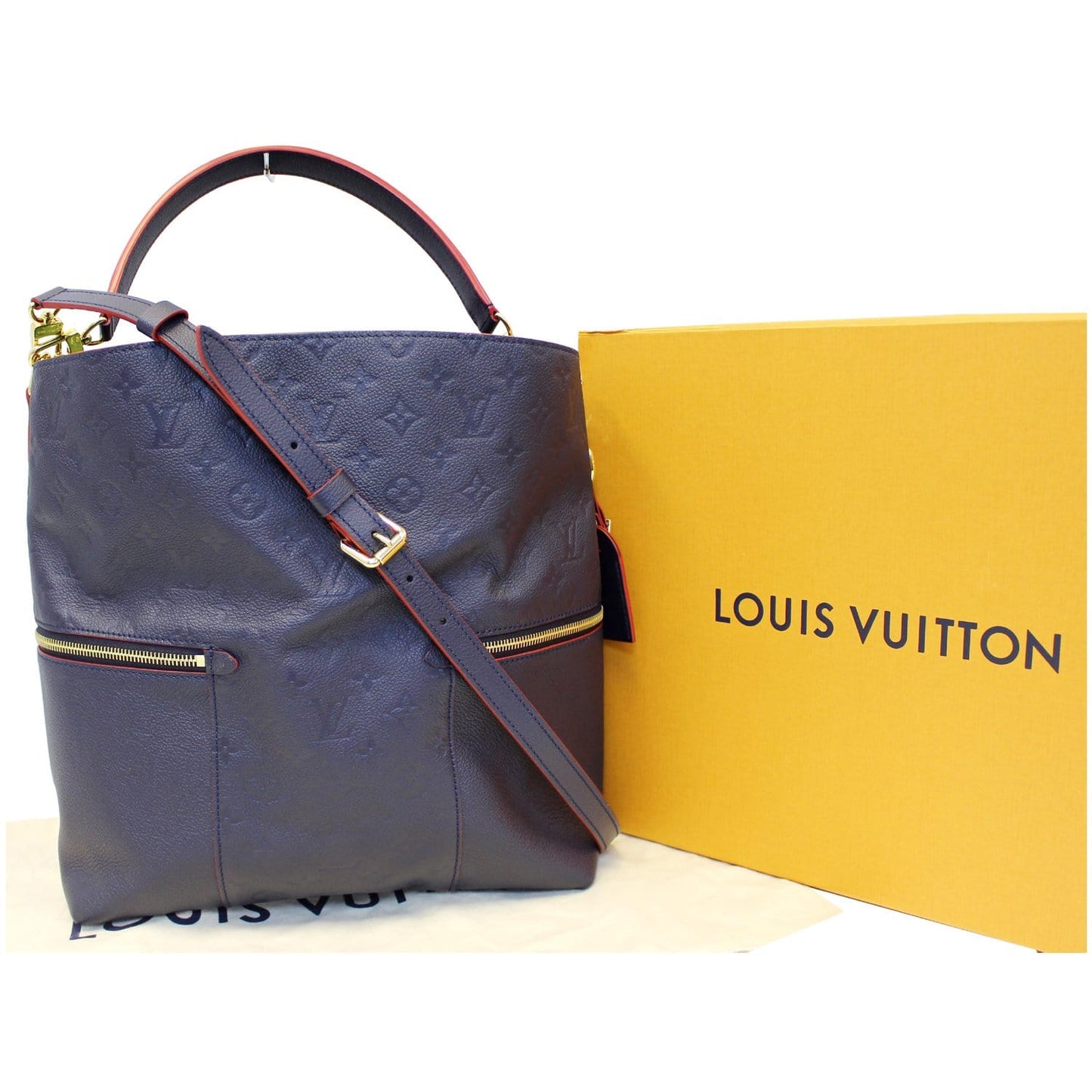 LOUIS VUITTON Melie Empreinte Leather Hobo Shoulder Bag Marine Rouge