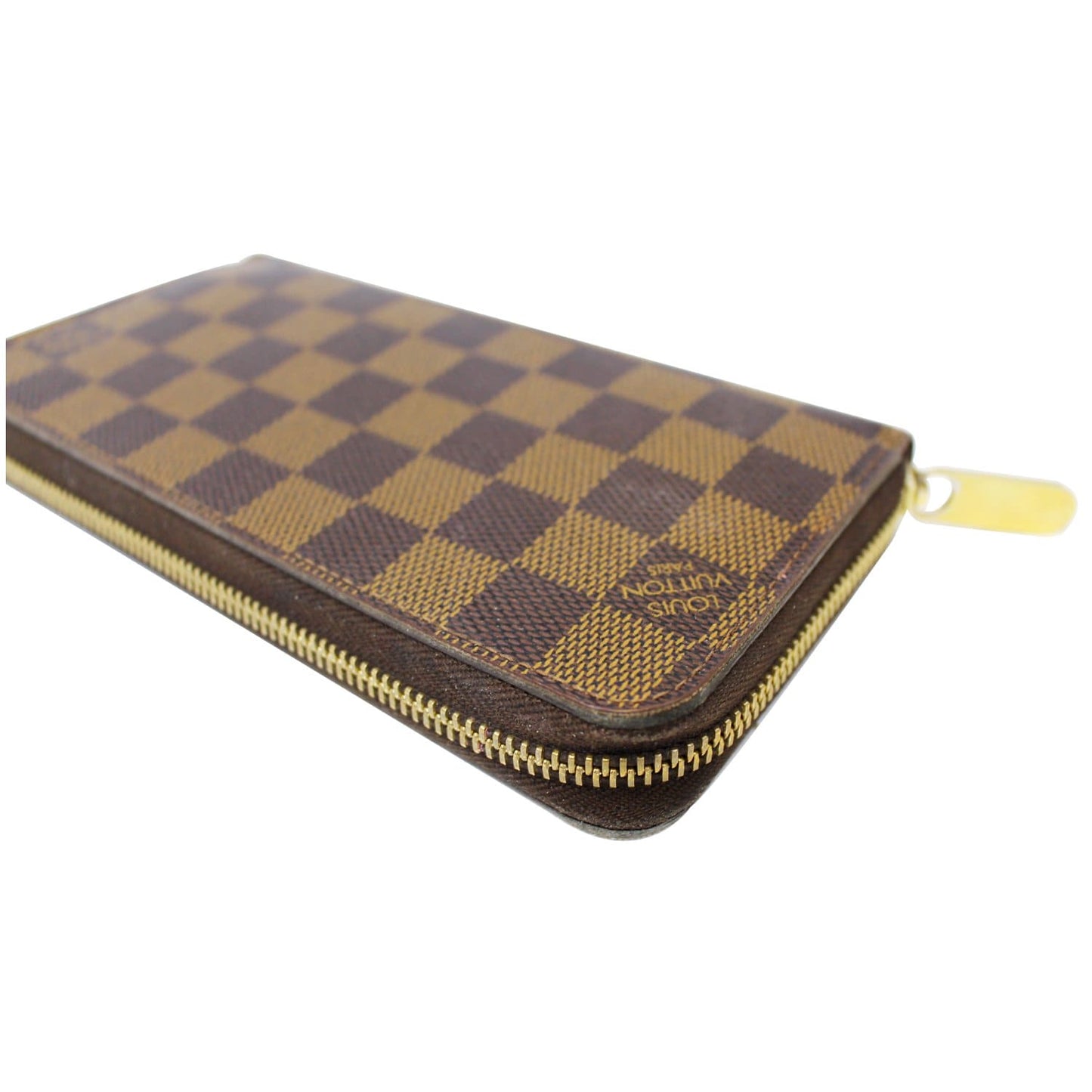 LOUIS VUITTON Damier Ebene Zippy Wallet Brown