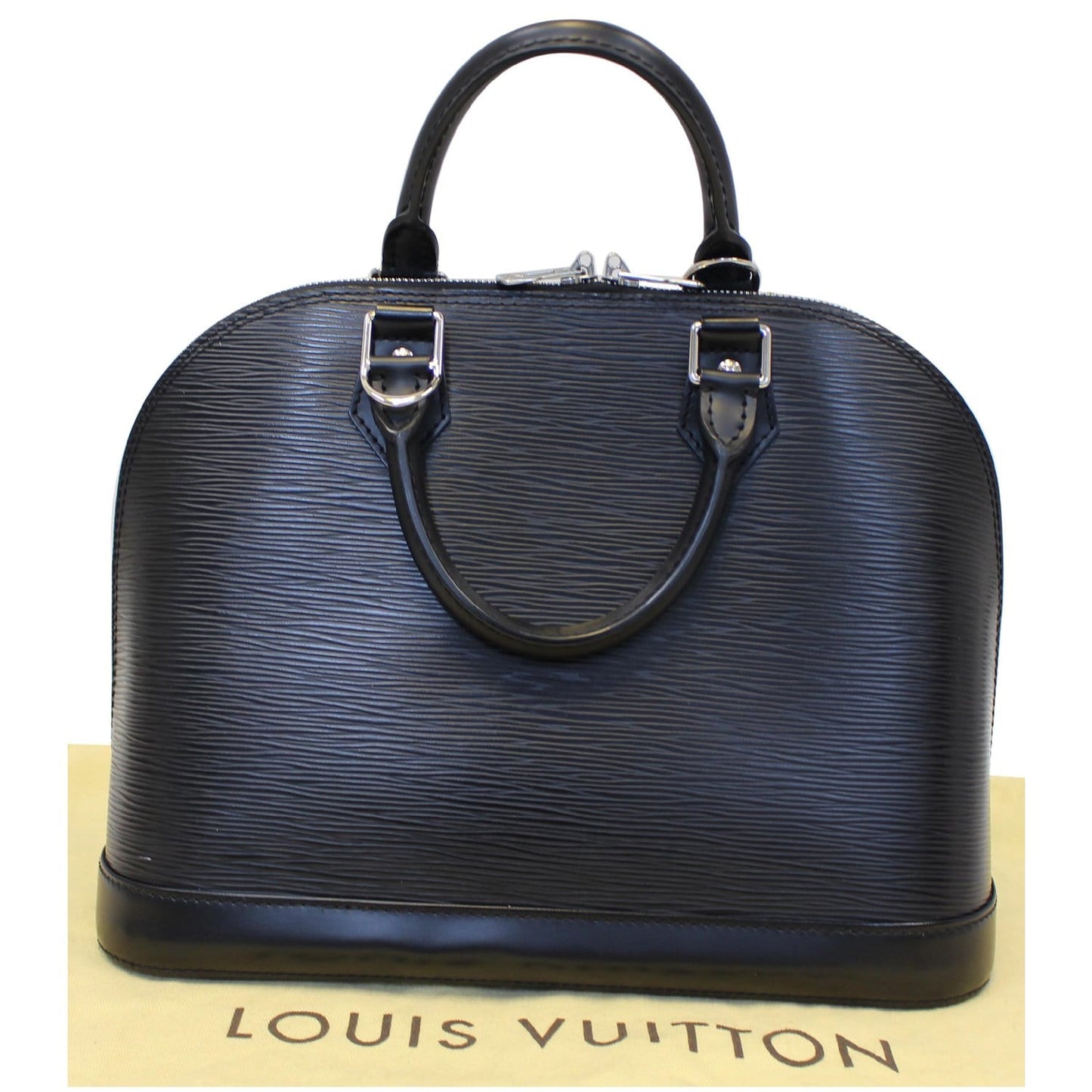 Louis Vuitton Alma Epi Leather Satchel Bag Black