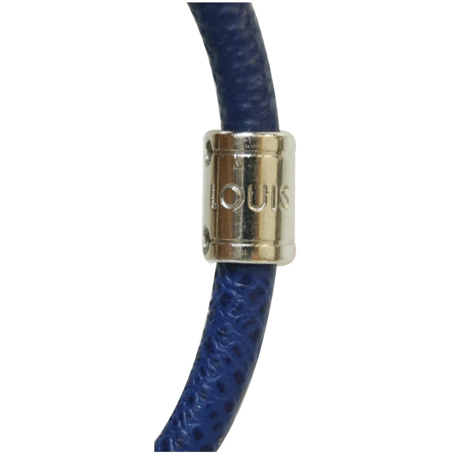 LOUIS VUITTON Keep It Taiga Leather Bracelet Blue