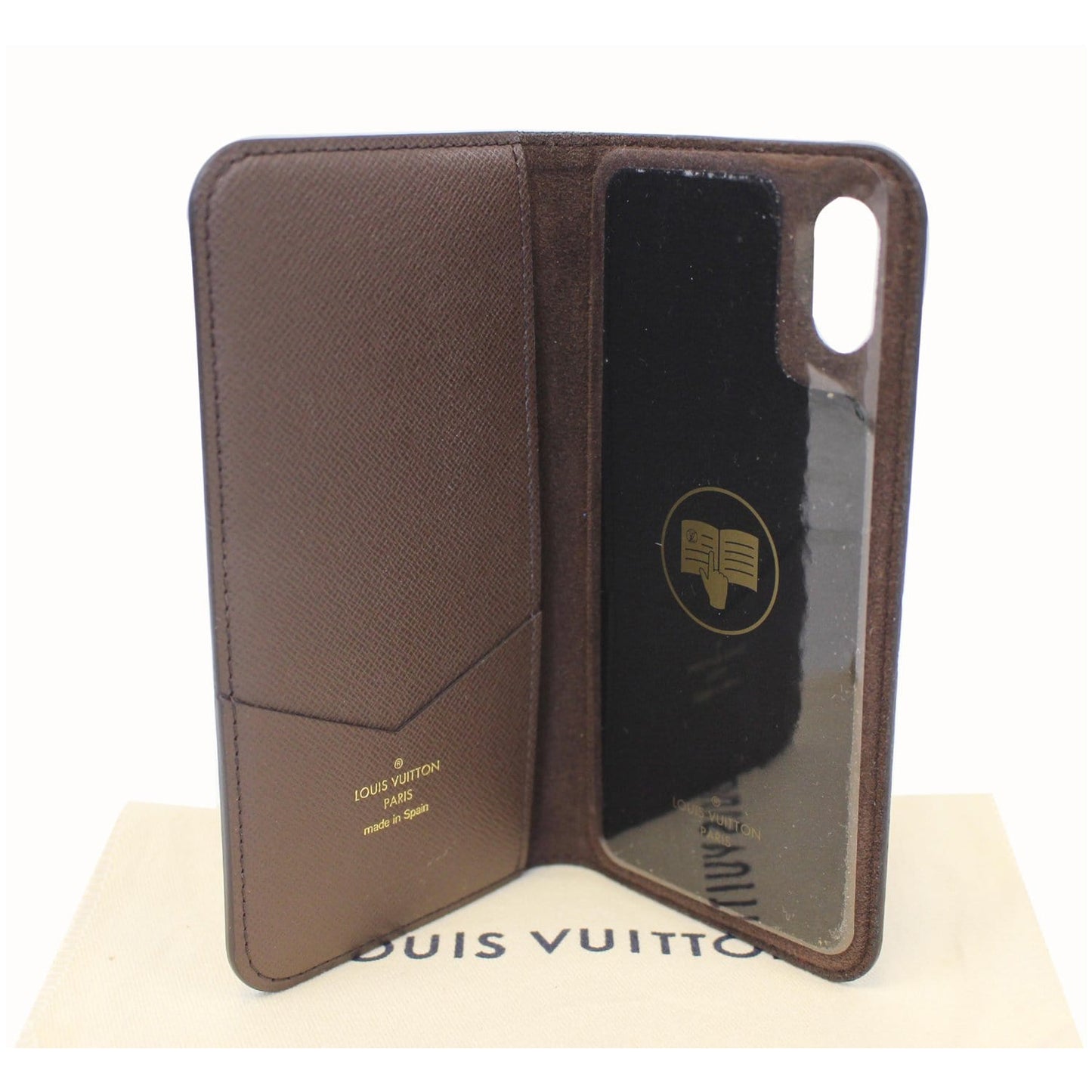 LOUIS VUITTON IPhone X XS Folio Monogram Canvas Phone Case Brown