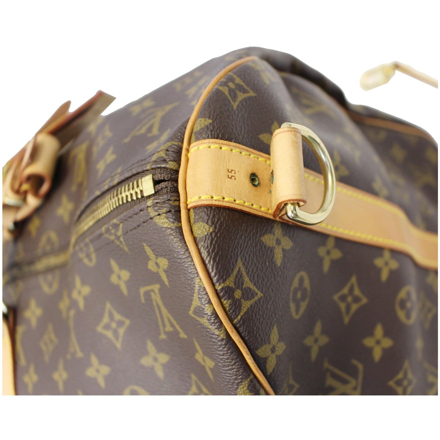 LOUIS VUITTON Keepall 55 Bandouliere Monogram Canvas Travel Bag Brown