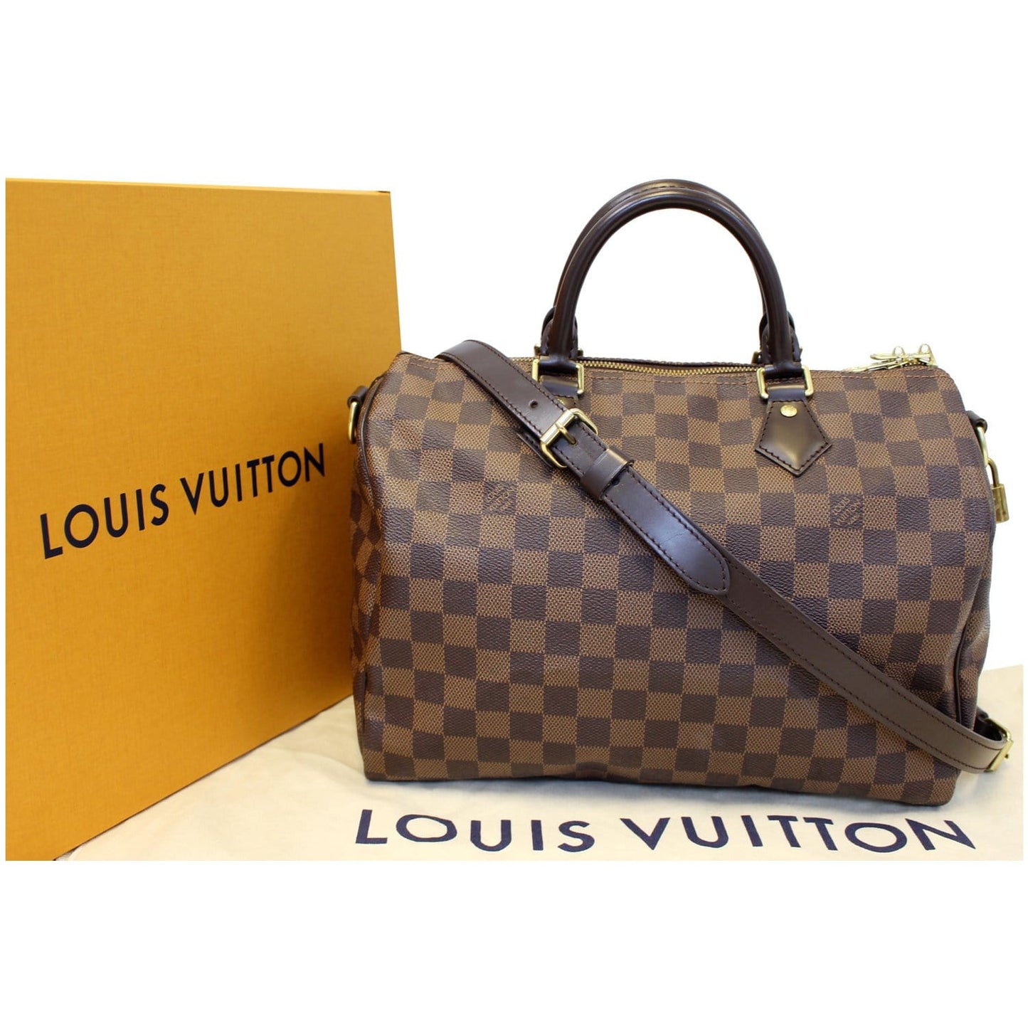 LOUIS VUITTON Speedy 30 Bandouliere Damier Ebene Shoulder Bag Brown