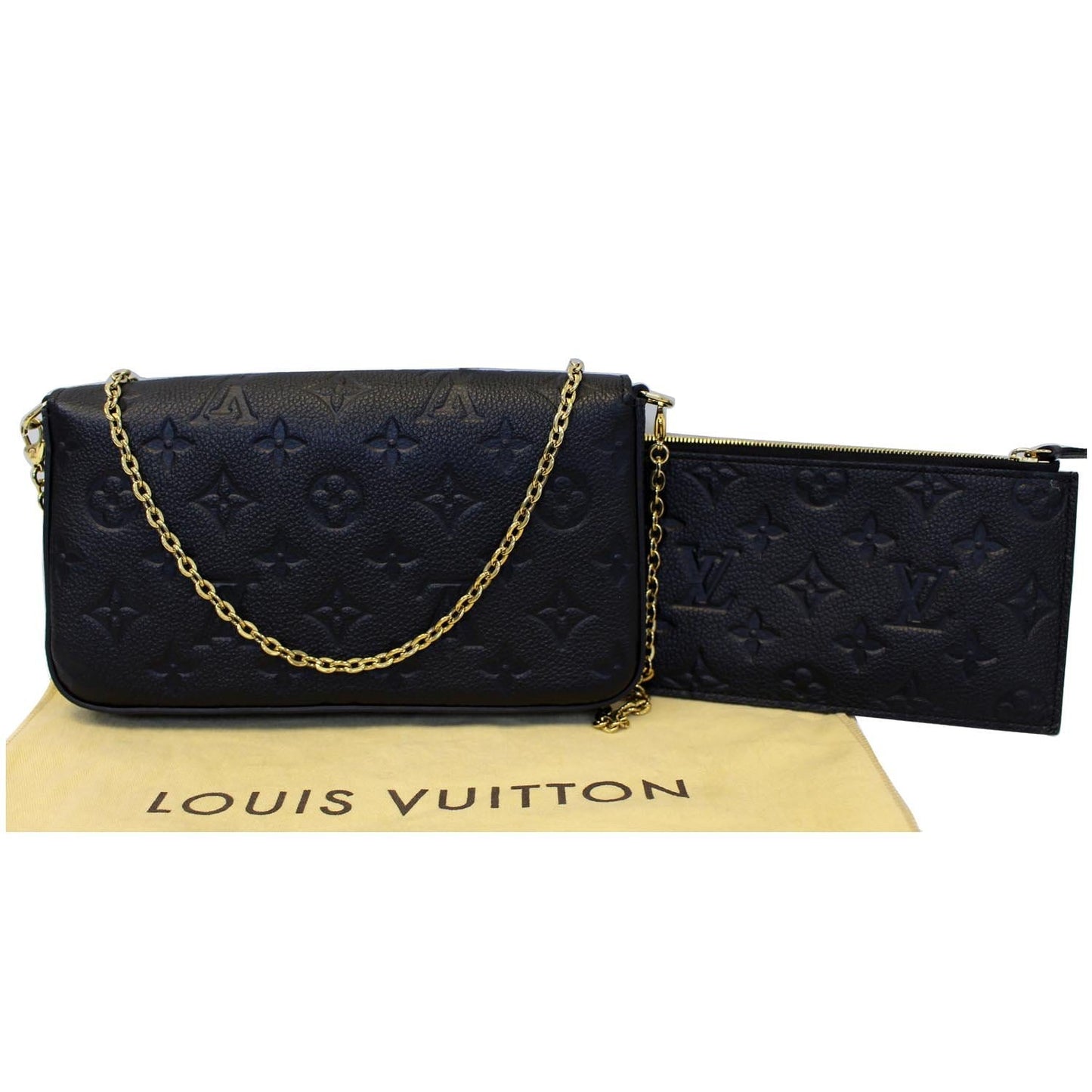 LOUIS VUITTON Pochette Felicie Empreinte Leather Crossbody Bag Black