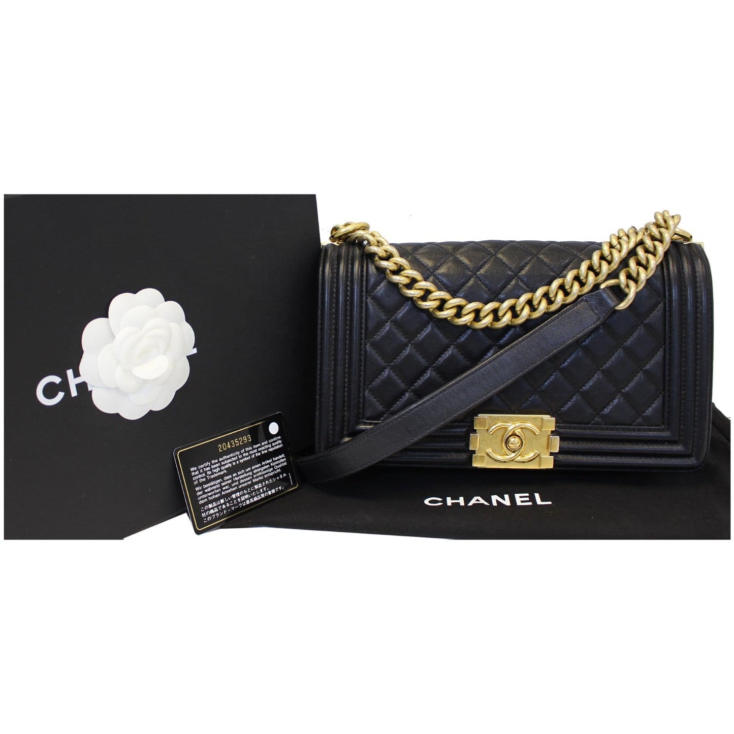 CHANEL Medium Boy Flap Lambskin Leather Shoulder Bag Black - 15% OFF