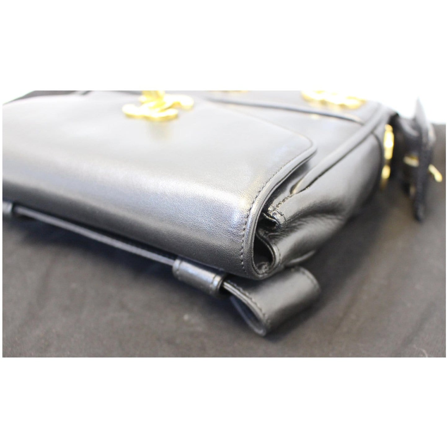 CHANEL Vintage Logo Plaque Bum Bag Black