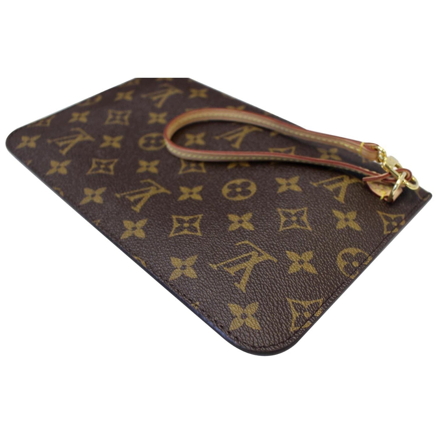 LOUIS VUITTON Pochette Wristlet Pouch Monogram Canvas Neverfull MM Brown