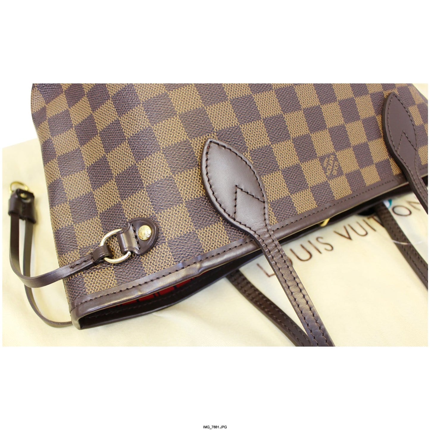 LOUIS VUITTON Neverfull PM Damier Ebene Tote Shoulder Bag Brown