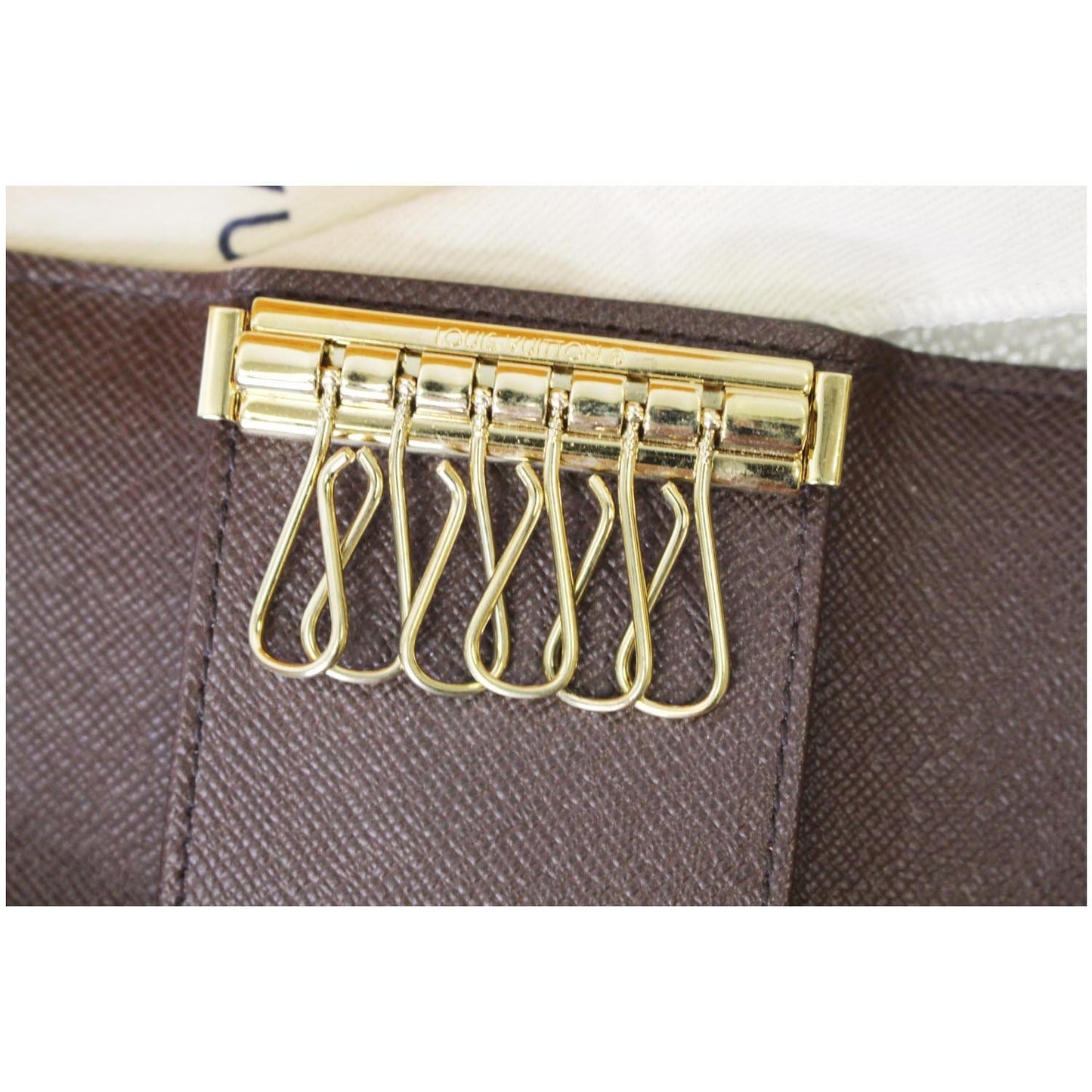 LOUIS VUITTON Damier Ebene 6 Key Holder Brown