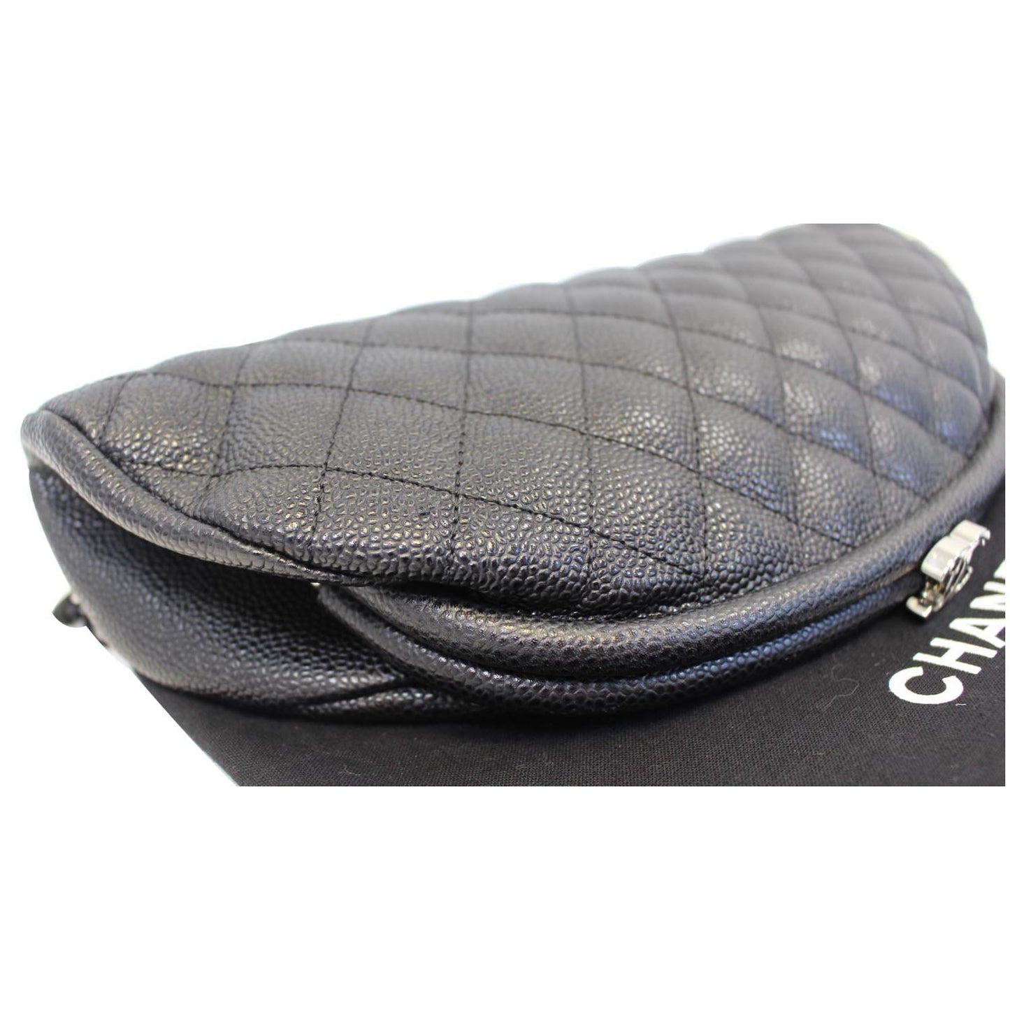 CHANEL Timeless Caviar Quilted Leather Clutch Black