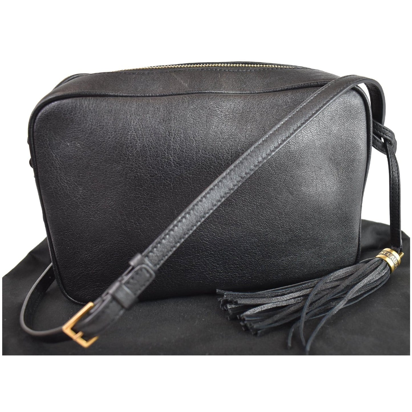 YVES SAINT LAURENT Lou Camera Monogram Leather Shoulder Bag Black