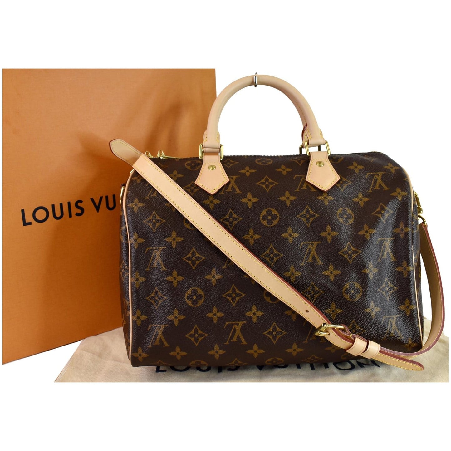 LOUIS VUITTON Speedy 30 Bandouliere Monogram Canvas Shoulder Bag Brown