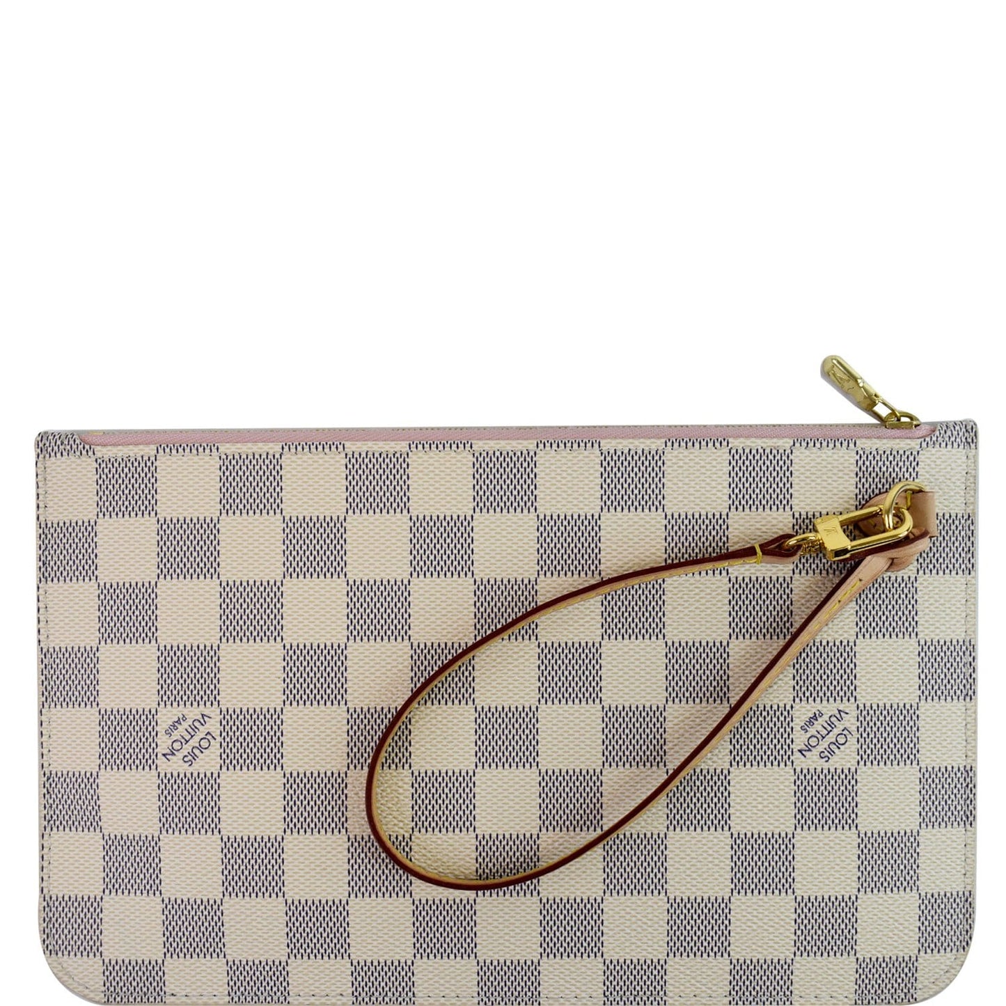 LOUIS VUITTON Pochette Wristlet Damier Azur Pouch Neverfull MM Rose Ballerine