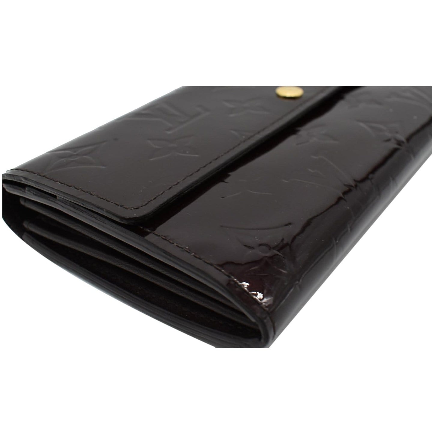 LOUIS VUITTON Sarah Monogram Vernis Leather Wallet Amarante Red