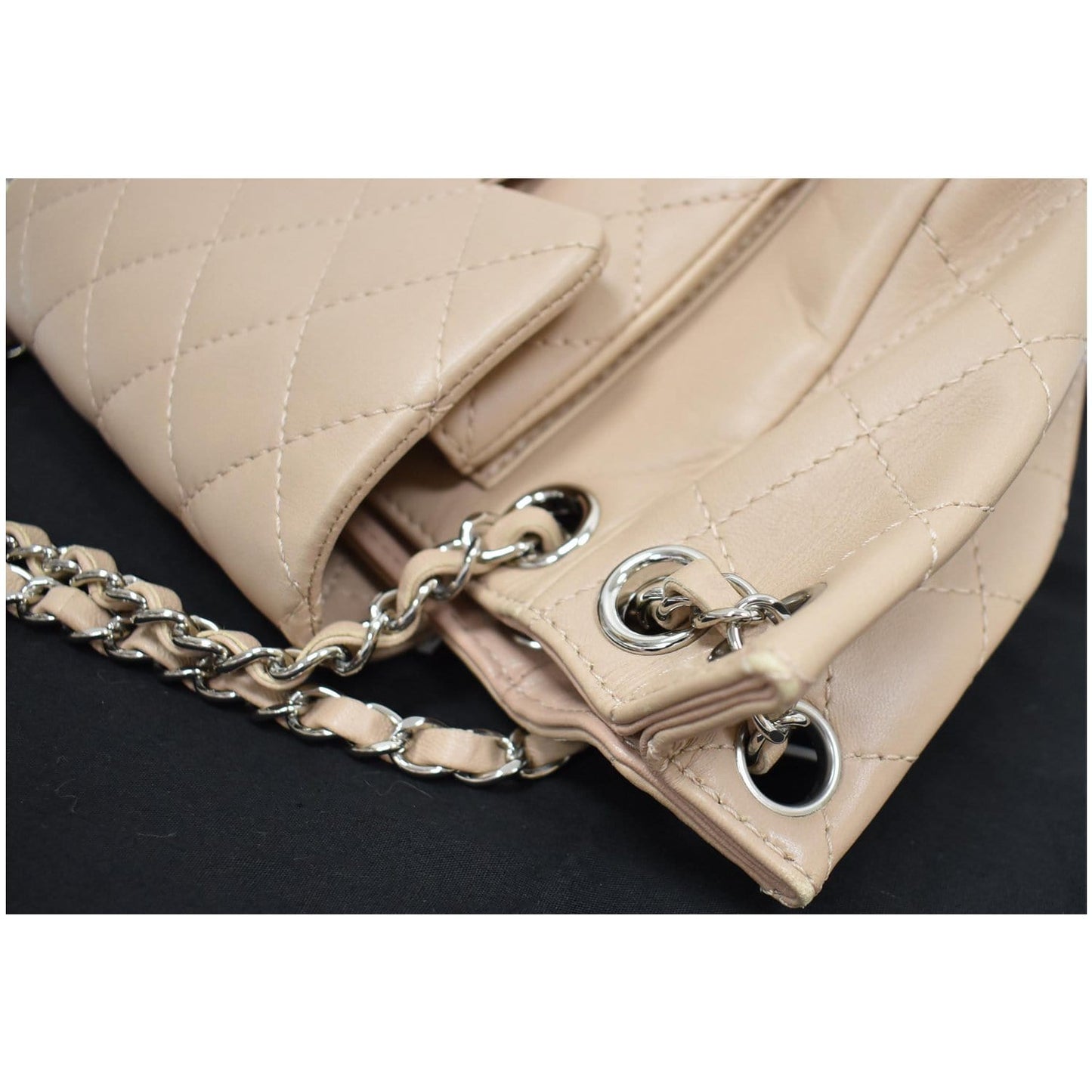CHANEL CC Accordion Lambskin Leather Shoulder Bag Beige - 10% OFF