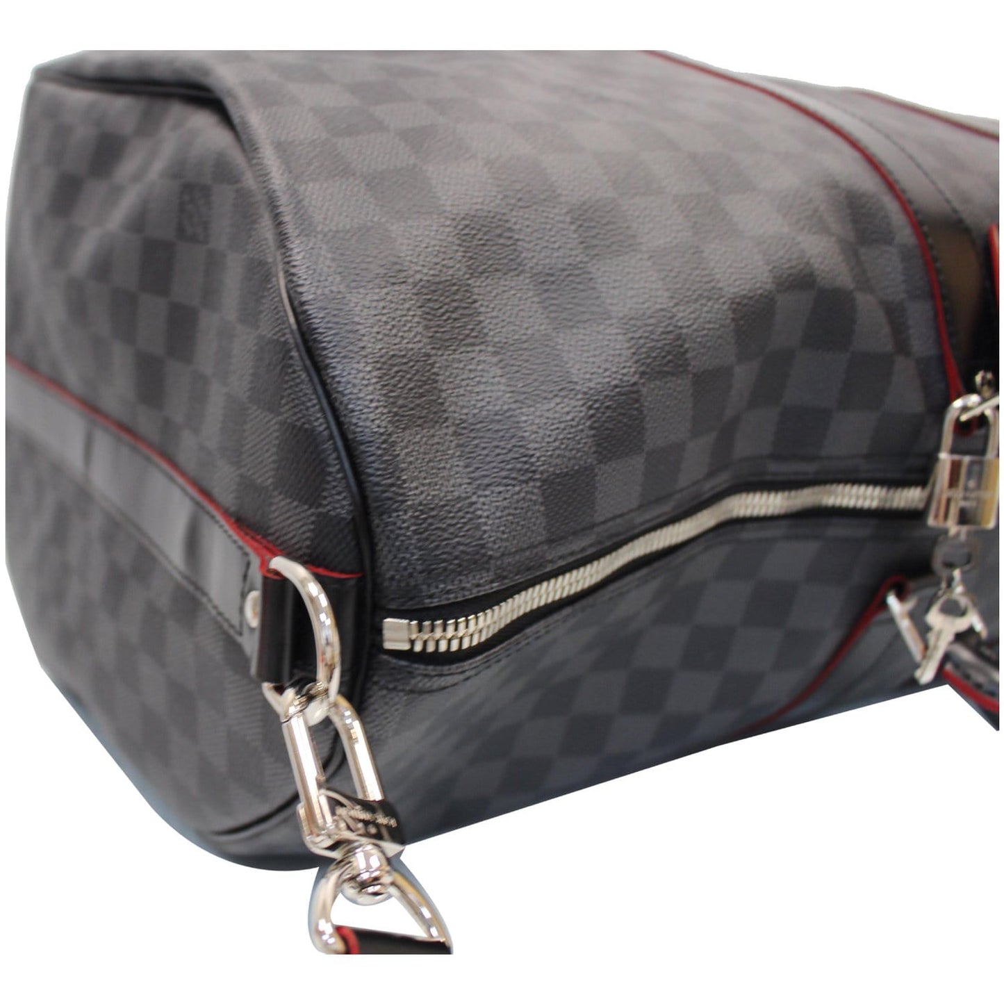 LOUIS VUITTON Keepall 55 Damier Graphite Bandouliere Travel Bag Black