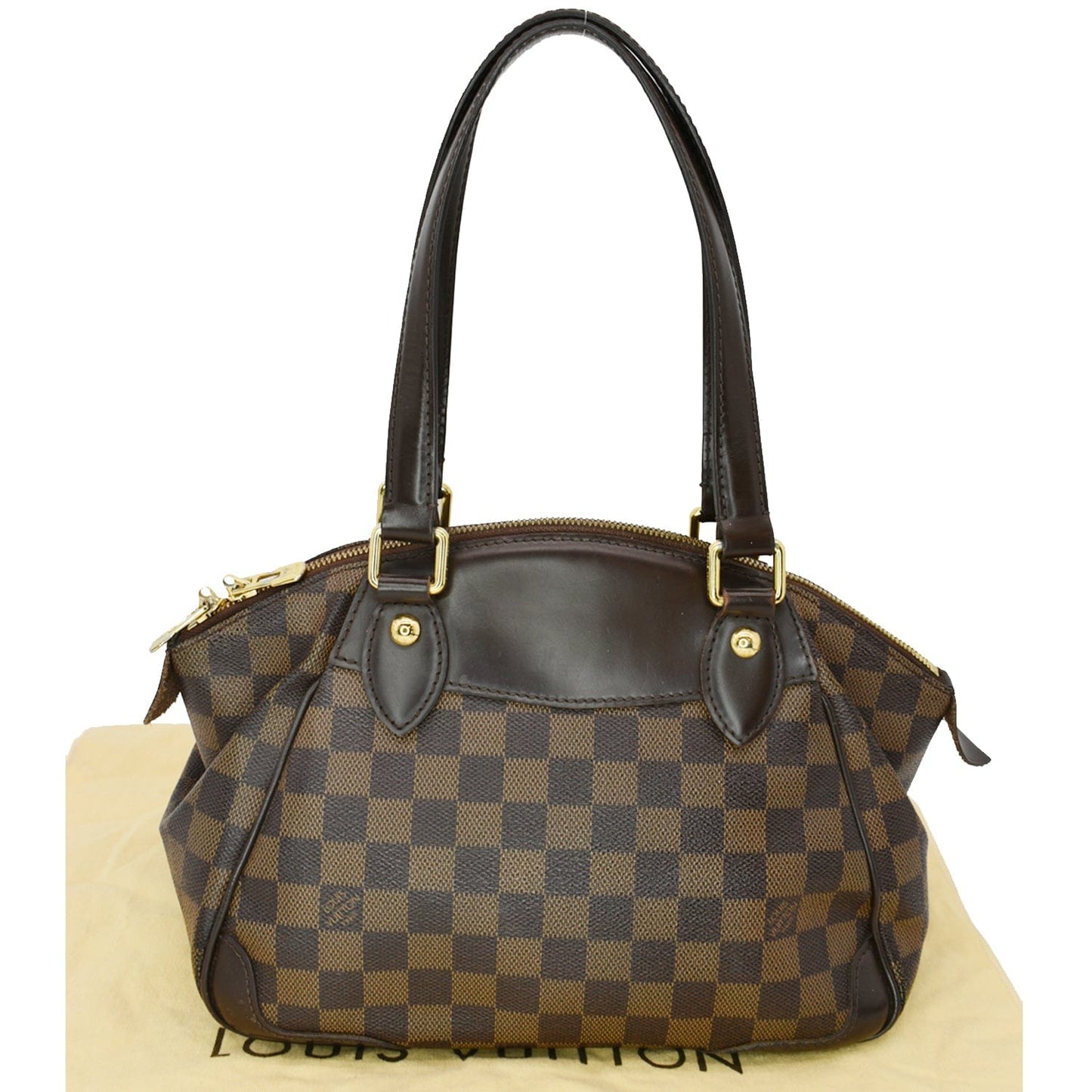 LOUIS VUITTON Verona PM Damier Ebene Satchel Bag Brown