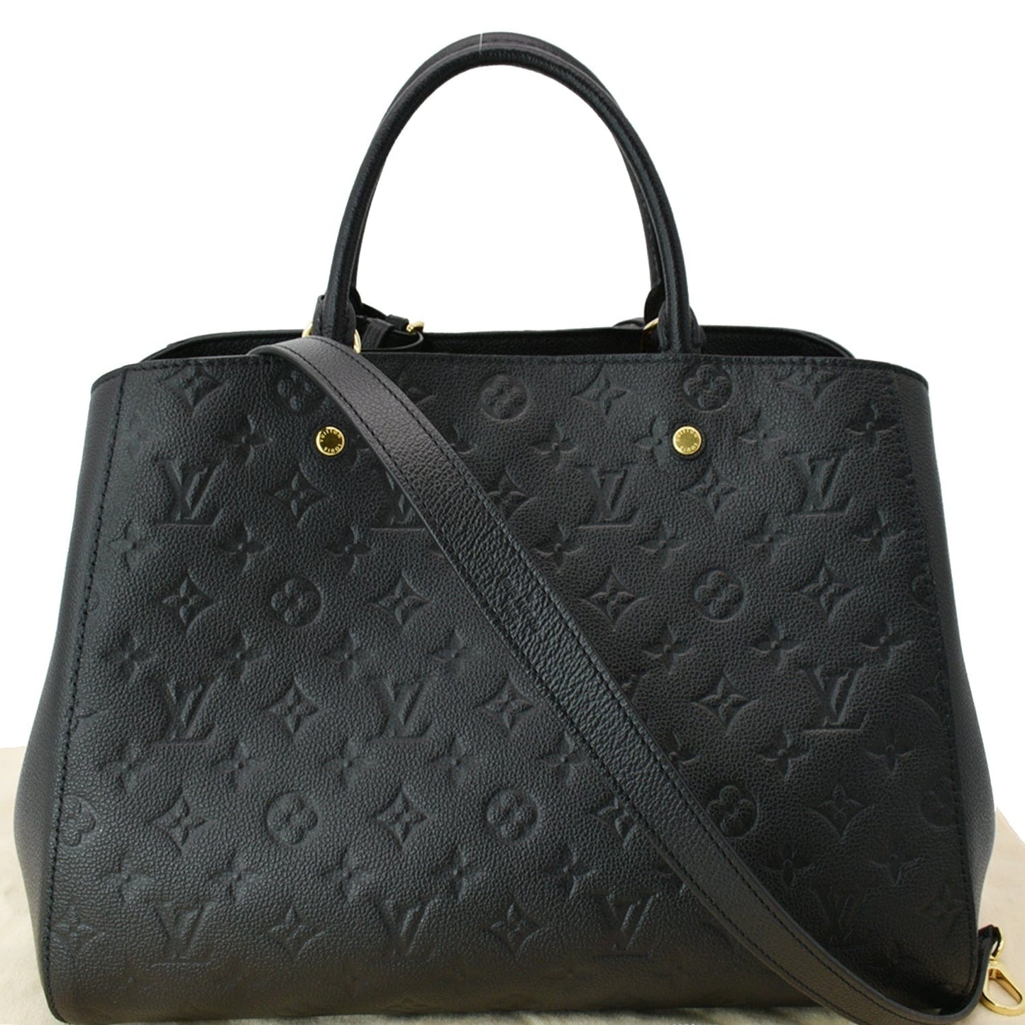 LOUIS VUITTON Montaigne GM Empreinte Leather Shoulder Bag Black
