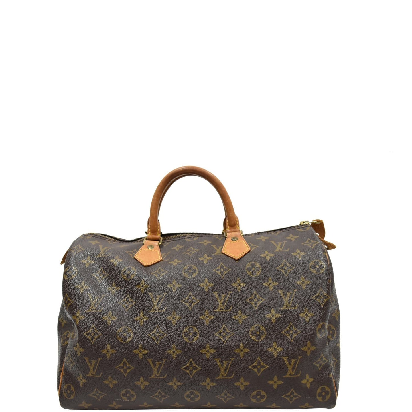 LOUIS VUITTON Speedy 35 Monogram Canvas Satchel Bag Brown