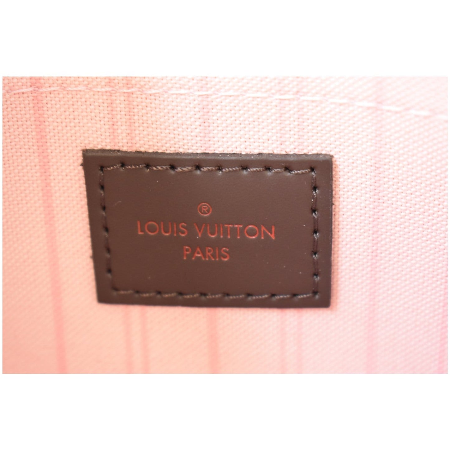 LOUIS VUITTON Pochette Wristlet Pouch Damier Ebene Neverfull GM Rose Ballerine