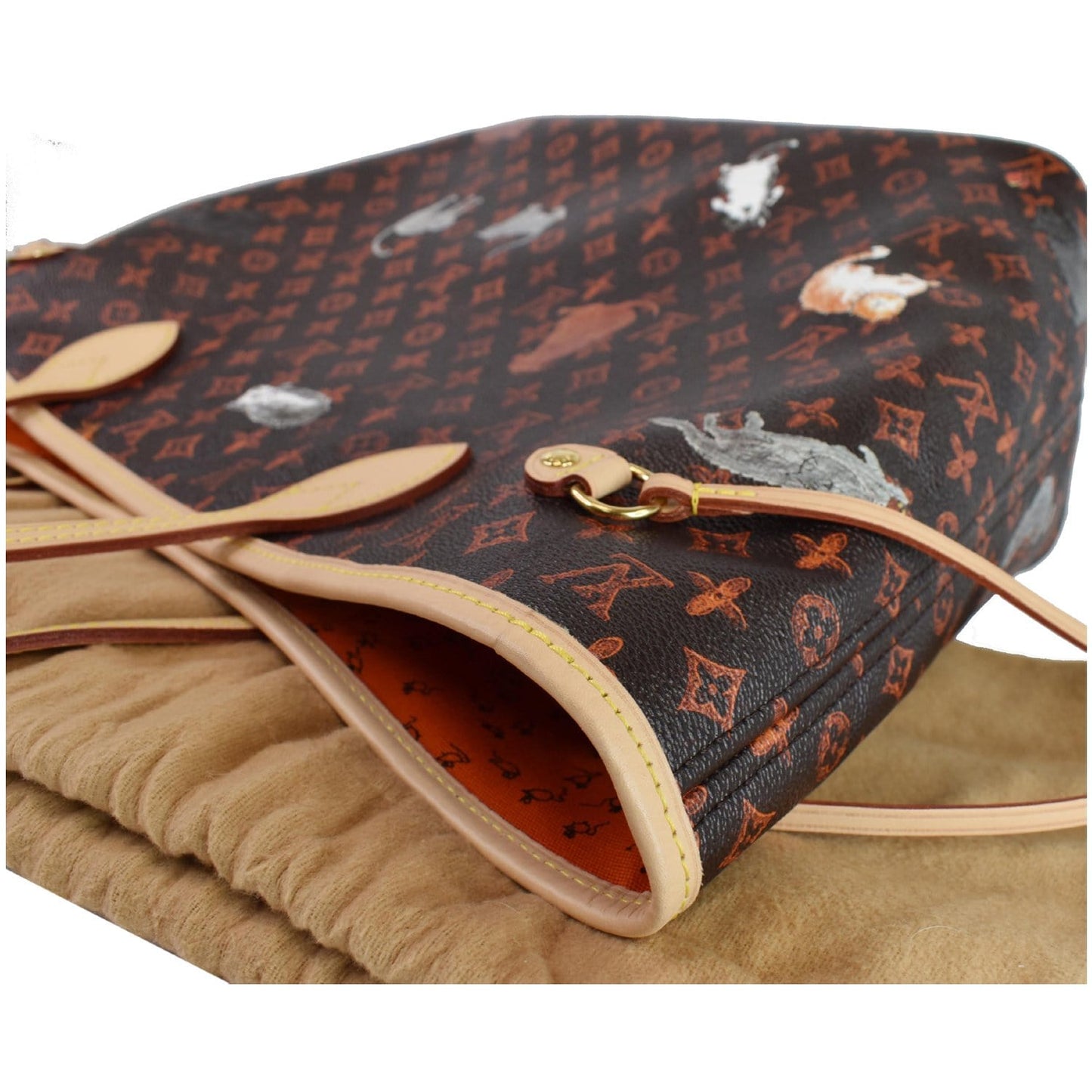 LOUIS VUITTON Catogram Neverfull MM Canvas Tote Shoulder Bag Orange