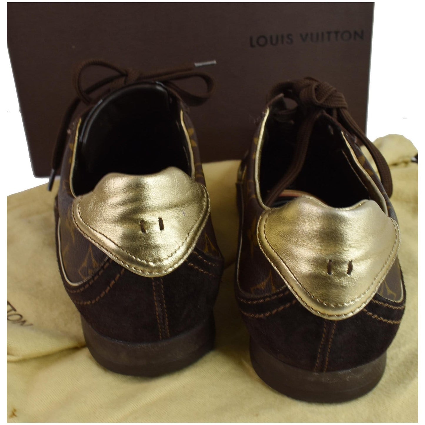 LOUIS VUITTON Monogram Patent Globe Trotter Sneakers Brown US 8