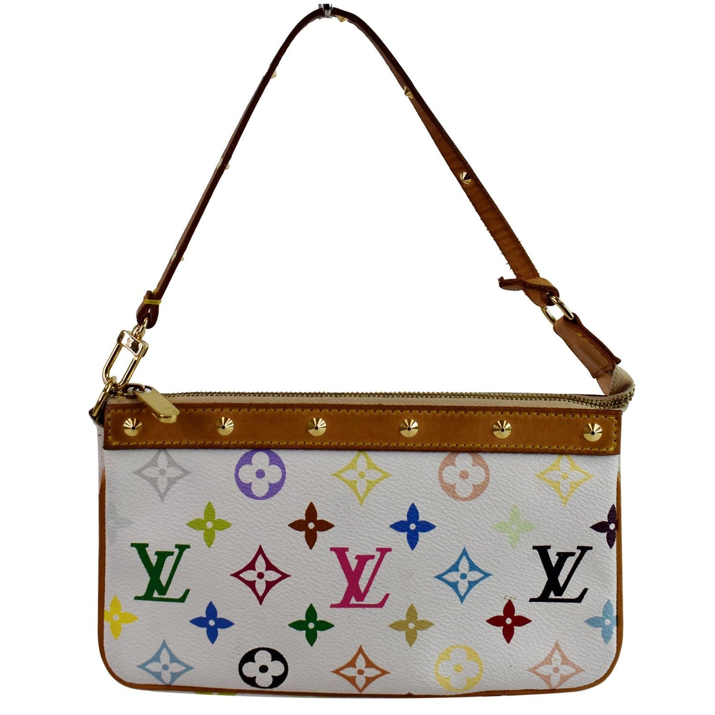 LOUIS VUITTON Pochette Accessories Multicolor Monogram Pouch White