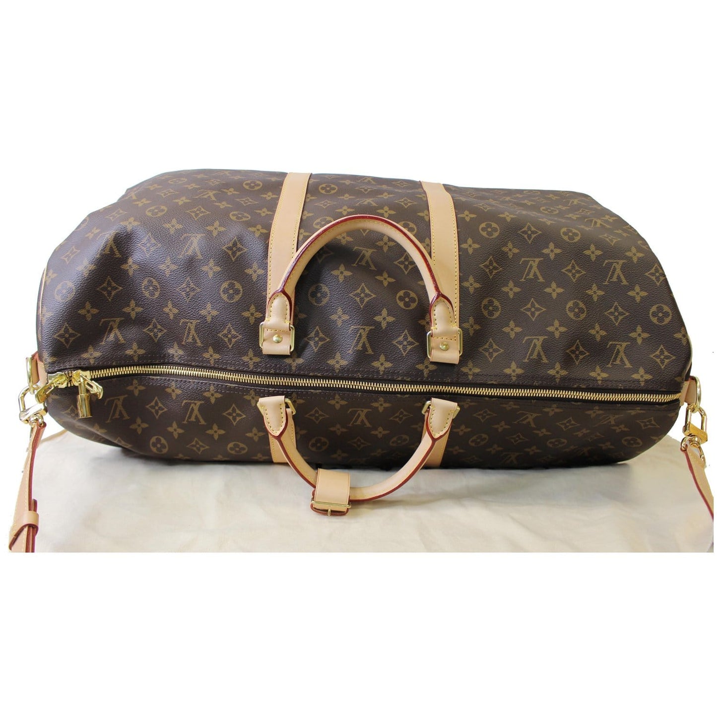 LOUIS VUITTON Keepall 60 Bandouliere Monogram Canvas Travel Bag Brown