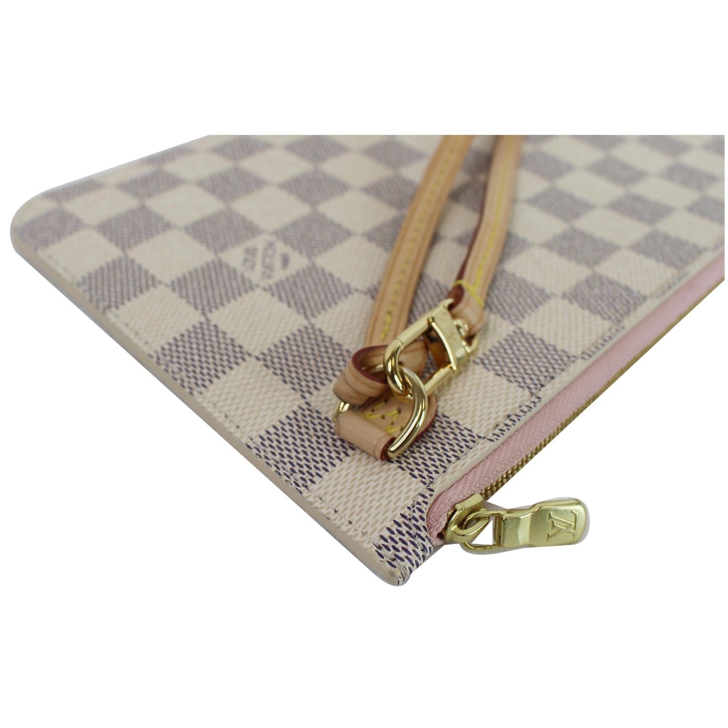 LOUIS VUITTON Pochette Wristlet Pouch Damier Azur Neverfull MM White
