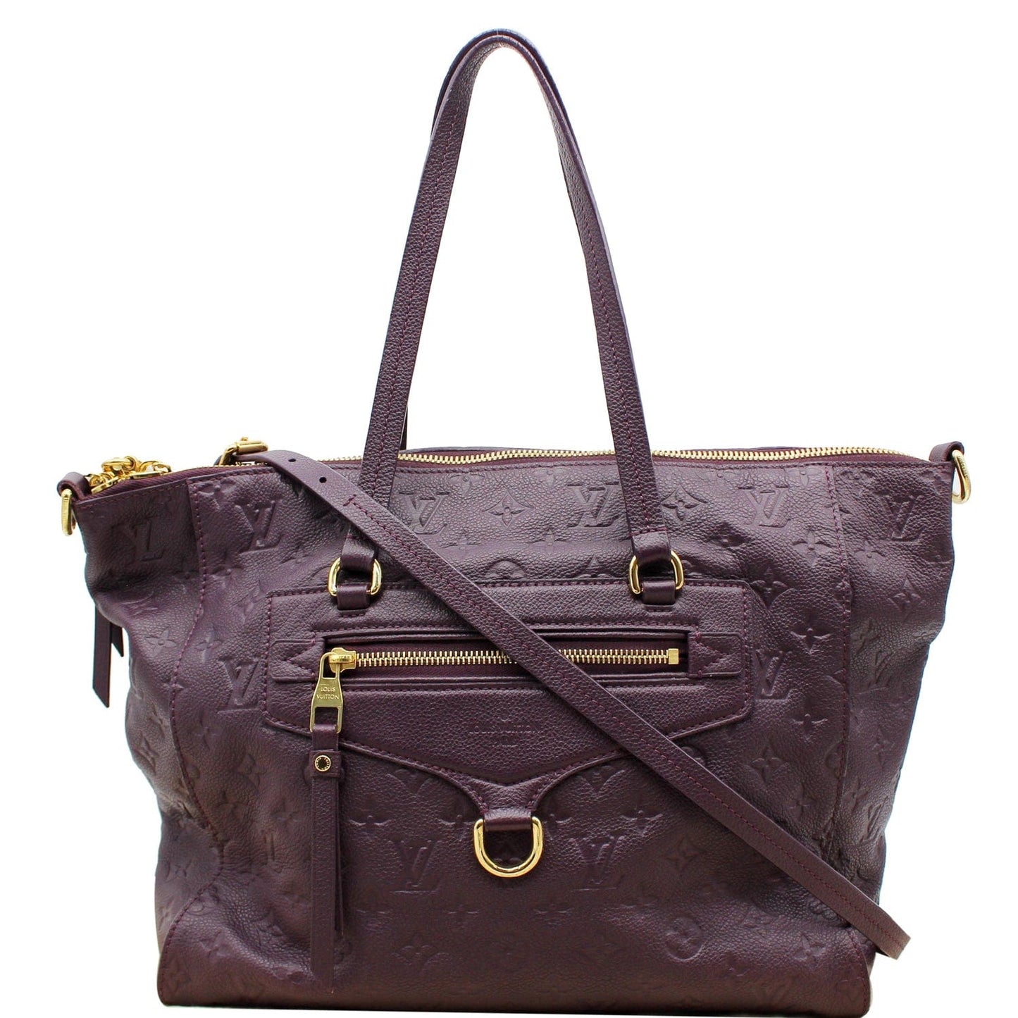 LOUIS VUITTON Lumineuse PM Monogram Empreinte Leather Shoulder Bag Plum
