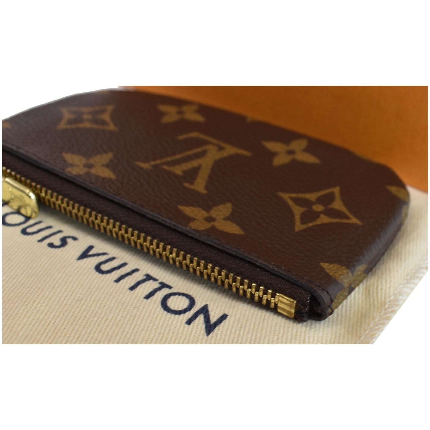LOUIS VUITTON Monogram Canvas Pochette Key Cles Coin Case Brown