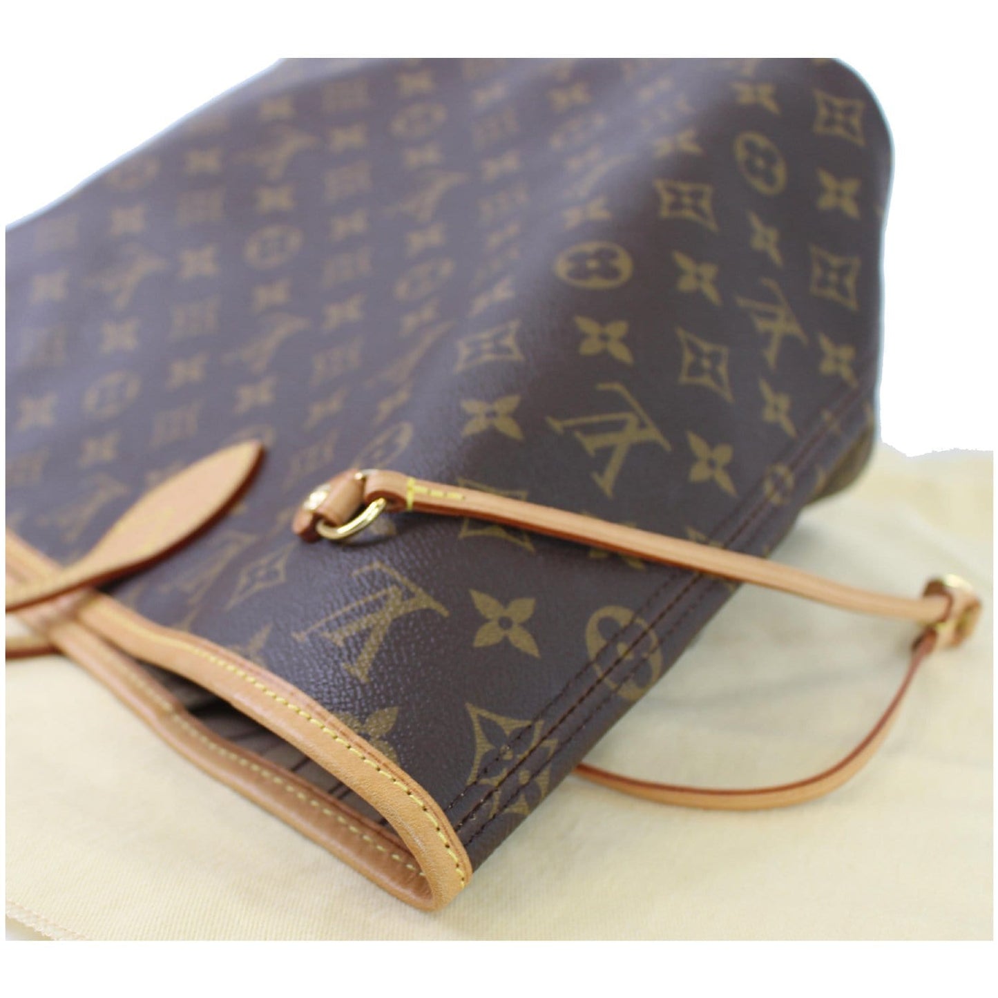 LOUIS VUITTON Neverfull MM Monogram Canvas Tote Shoulder Bag Brown
