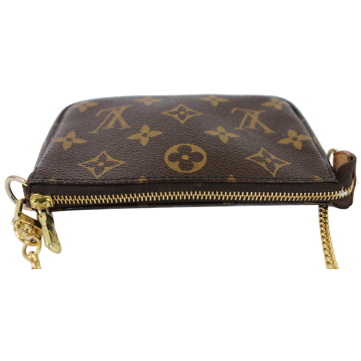 LOUIS VUITTON Mini Pochette Monogram Canvas Accessories Pouch Brown