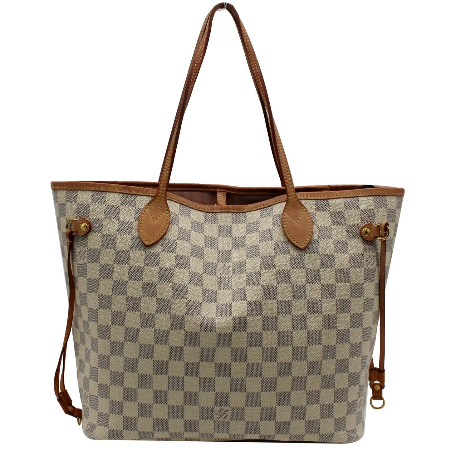 LOUIS VUITTON Neverfull MM Damier Azur Tote Shoulder Bag White