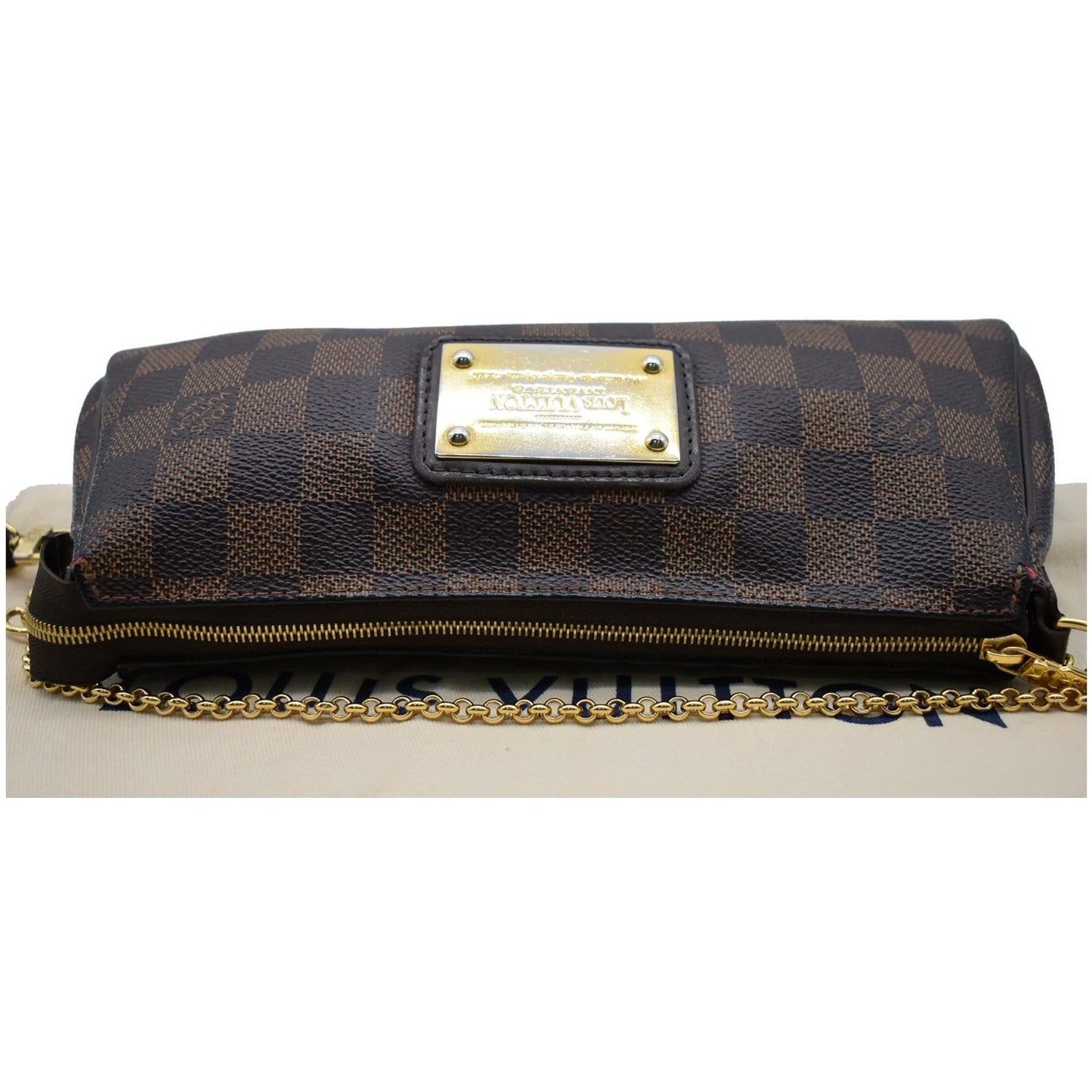LOUIS VUITTON Pochette Eva Damier Ebene Crossbody Bag Brown