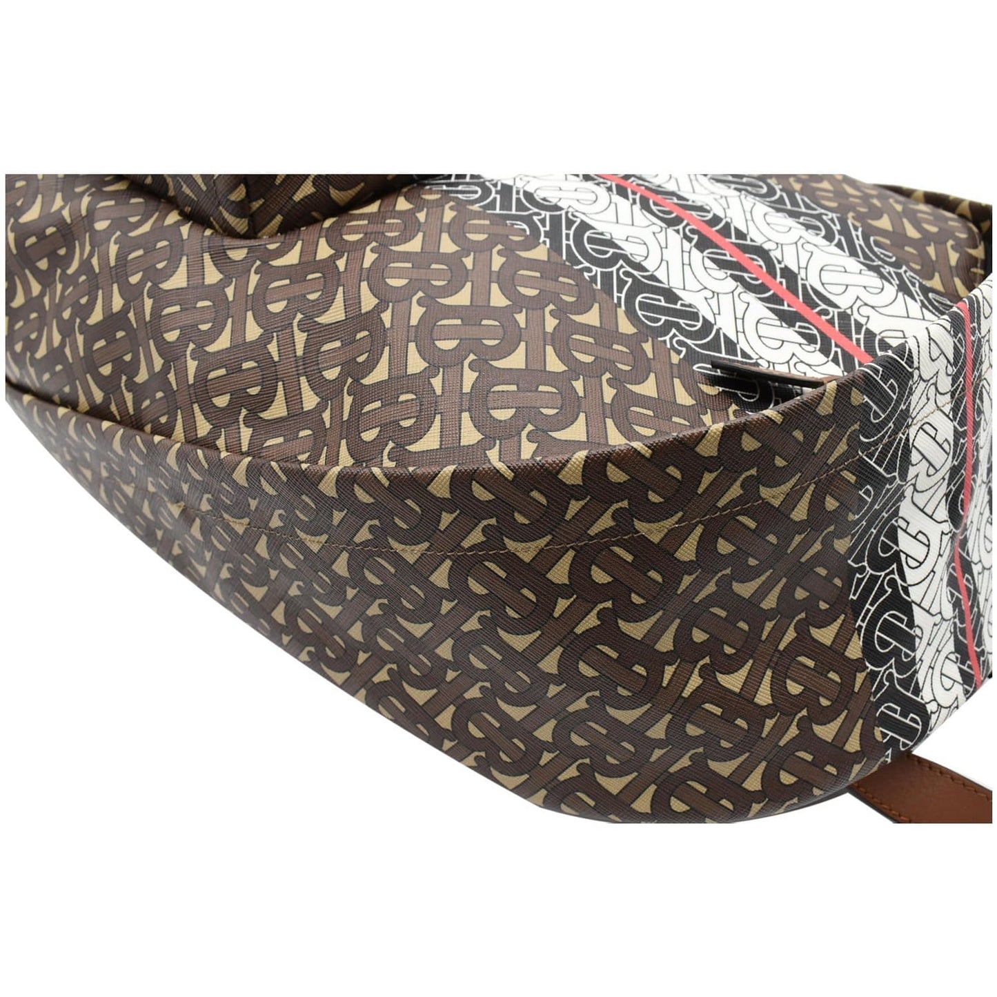 BURBERRY Bridle Stripe Monogram Print E-canvas Backpack Brown