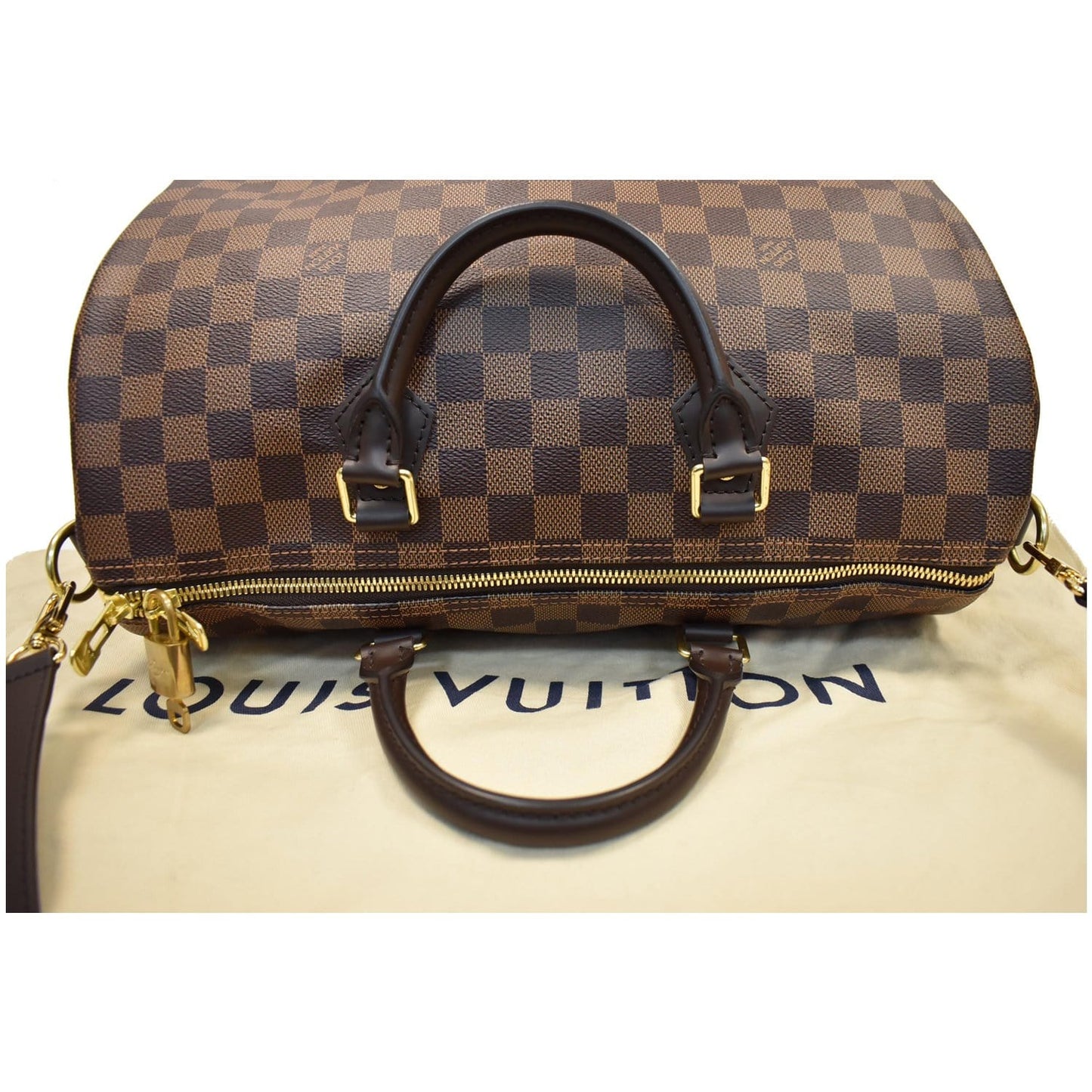 LOUIS VUITTON Speedy 35 Bandouliere Damier Ebene Shoulder Bag Brown