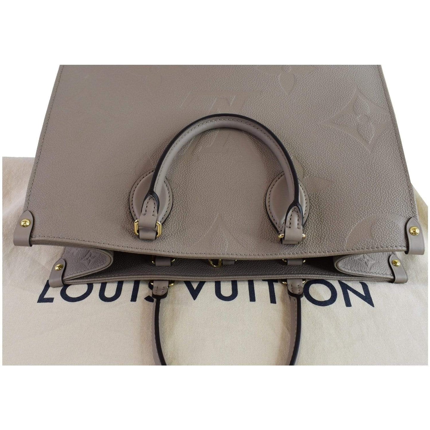 LOUIS VUITTON Onthego MM Monogram Empreinte Shoulder Bag Tourterelle - 15% OFF