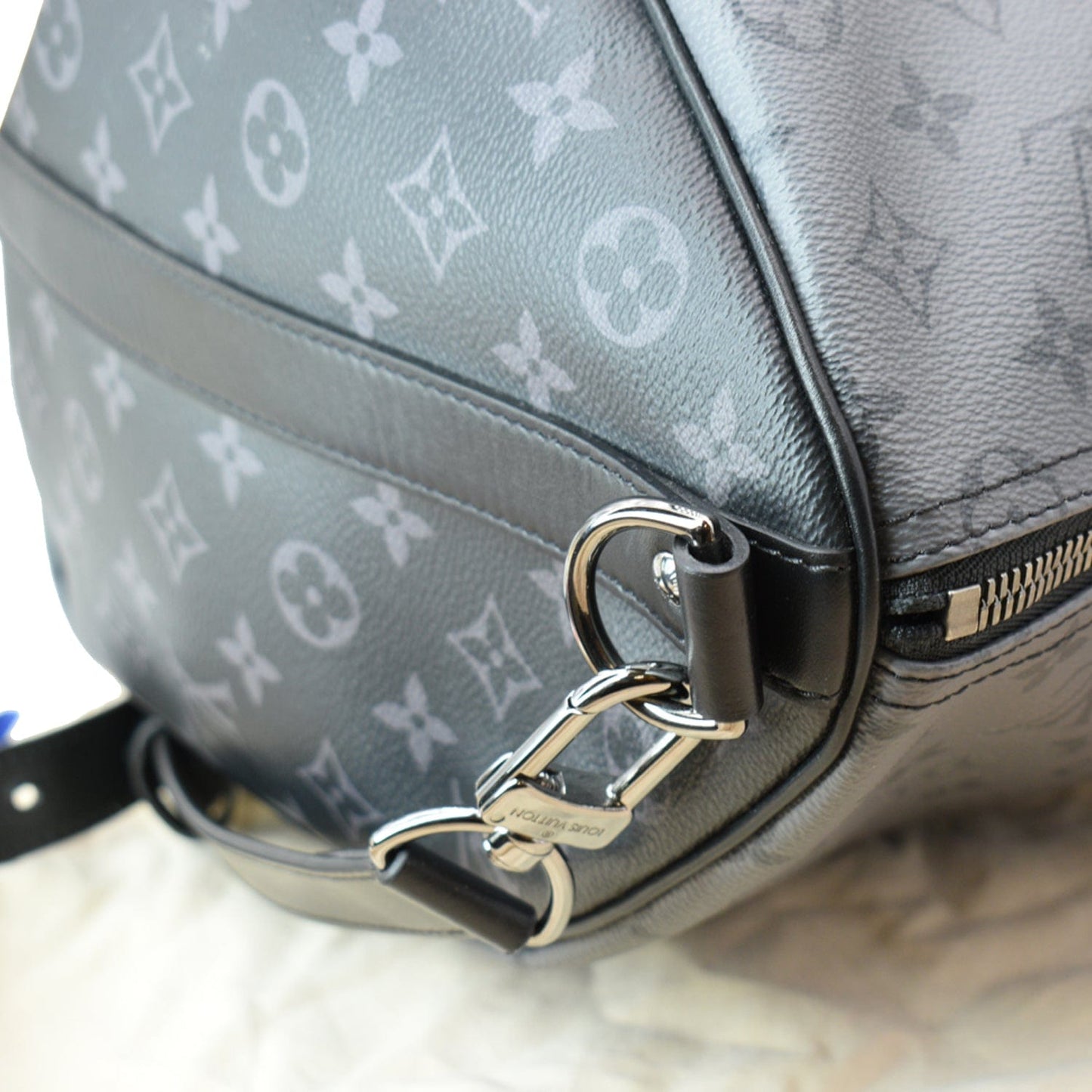 LOUIS VUITTON Keepall 50 Bandouliere Monogram Eclipse Travel Bag Black  - New Year Deals