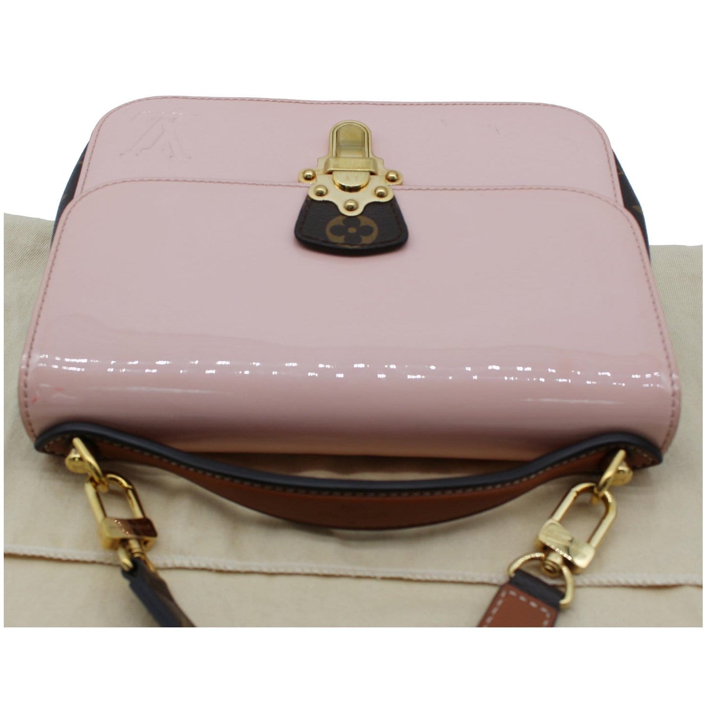 LOUIS VUITTON Cherrywood BB Patent Leather Shoulder Bag Rose Ballerine - 25% OFF