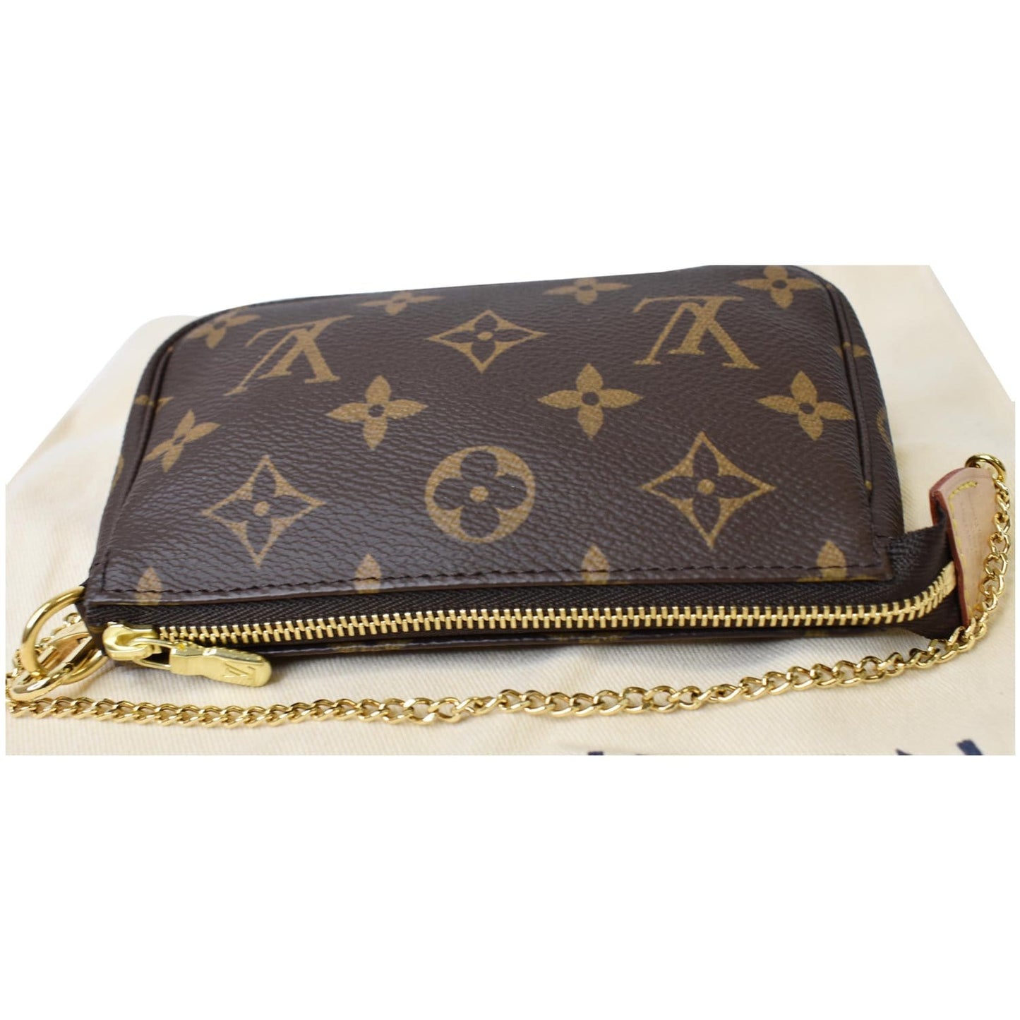 LOUIS VUITTON Mini Pochette Monogram Canvas Accessories Pouch Brown