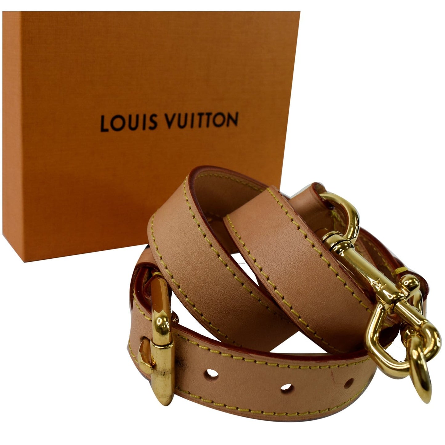 LOUIS VUITTON Leather Shoulder Strap Beige
